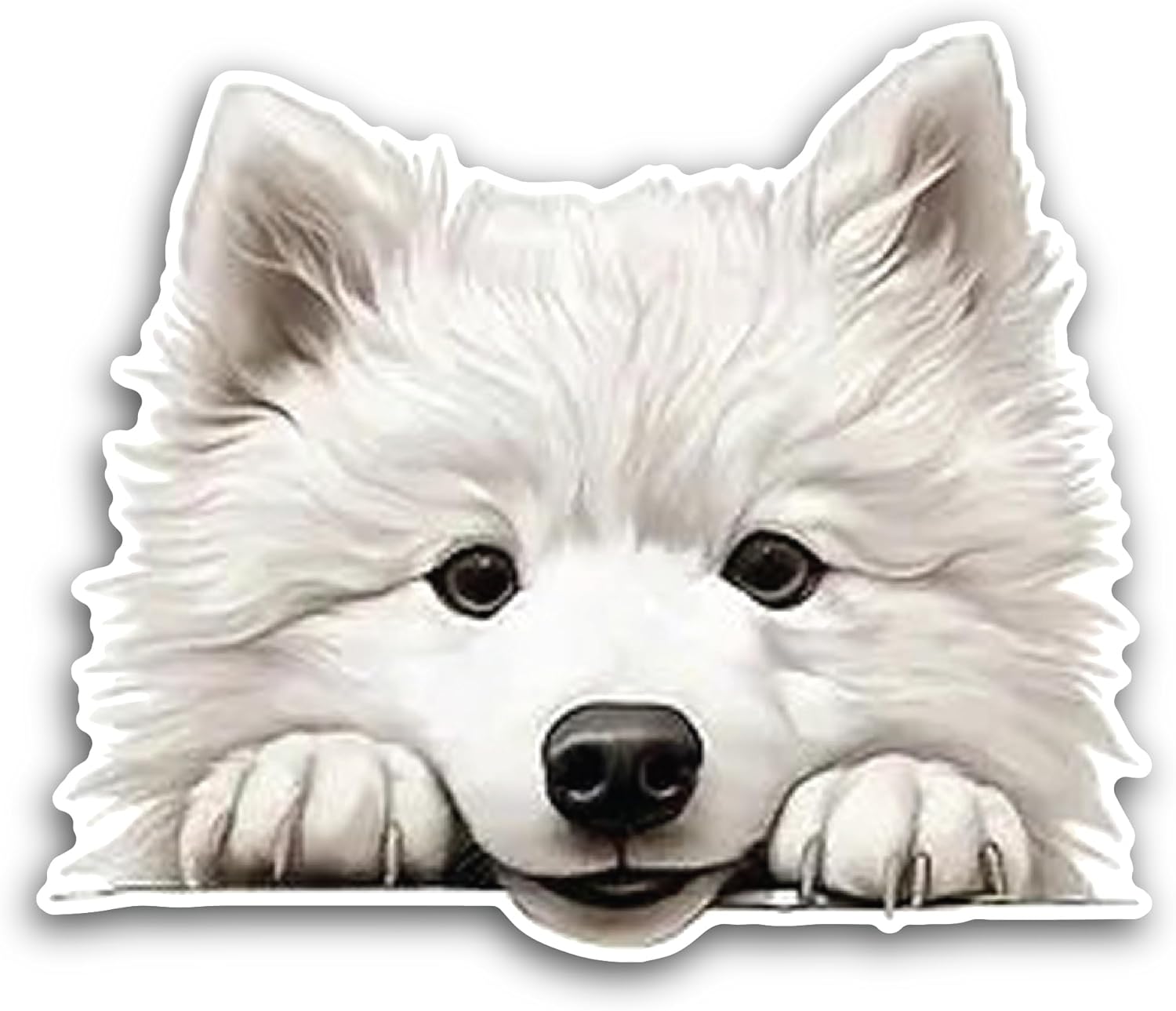 2 (Pieces) 3" and 5" White Dog Staring at me Decal Sticker, Waterproof Vinyl Decals for Many Purpose Like Cars, Trucks, Laptops, Phones, Windows and More