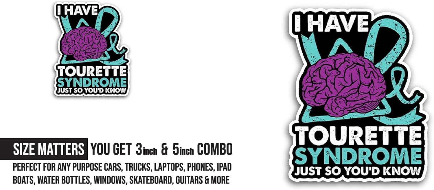 2 (Pieces) 3" and 5" Tourette Syndrome Sticker, Waterproof Vinyl Decals for Many Purpose Like Cars, Trucks, Laptops, Phones, Windows and More