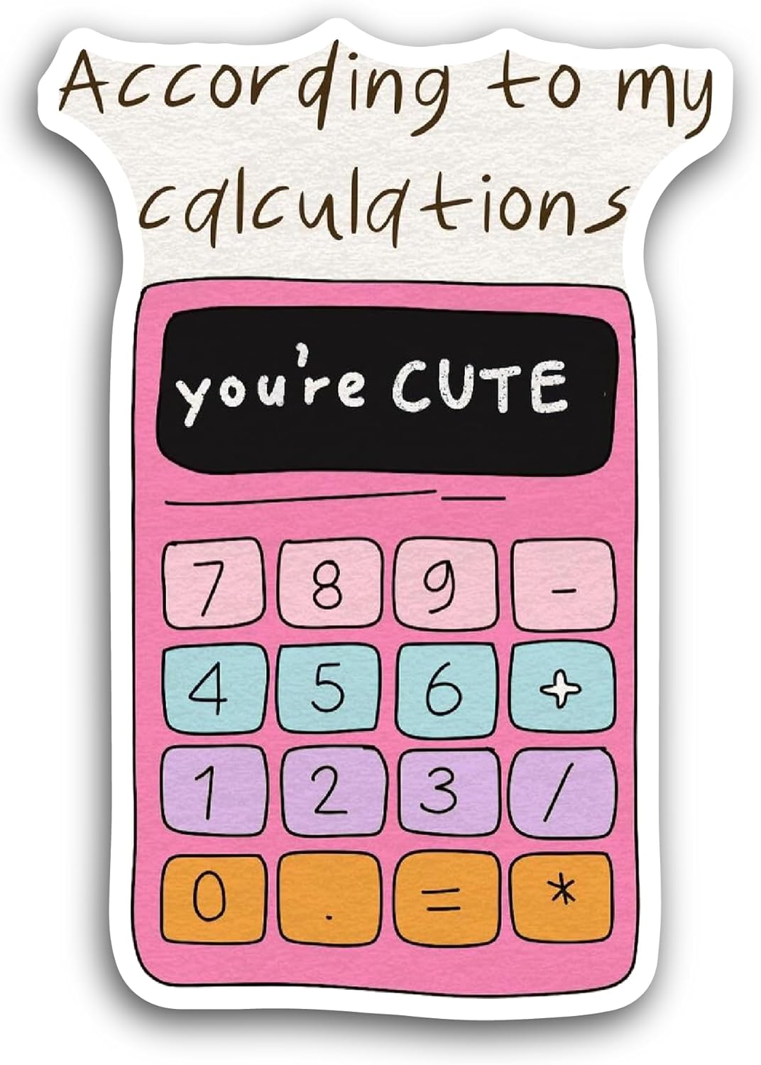 2 (Pieces) 3" and 5" Cute Calculator Sticker, Waterproof Vinyl Decals for Many Purpose Like Cars, Trucks, Laptops, Phones, Windows and More