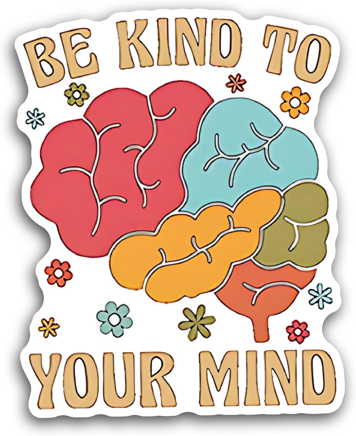 2 (Pieces) 3" and 5" Be Kind to Your Mind Lettering Sticker, Waterproof Vinyl Decals for Many Purpose Like Cars, Trucks, Laptops, Phones, Windows and More