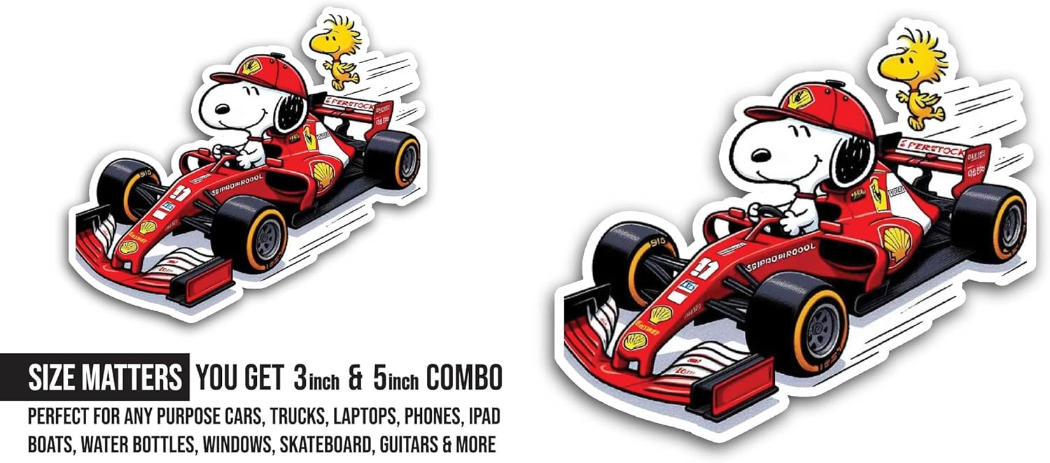 2 (Pieces) 3" and 5" Cartoon Dog Driving A Car Sticker, Waterproof Vinyl Decals for Many Purpose Like Cars, Trucks, Laptops, Phones, Windows and More