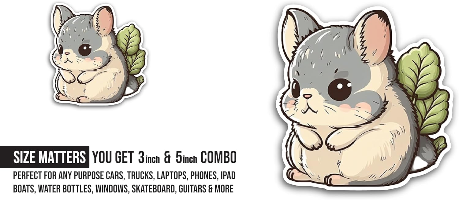 2 (Pieces) 3" and 5" Squirrel Sticker, Waterproof Vinyl Decals for Many Purpose Like Cars, Trucks, Laptops, Phones, Windows and More