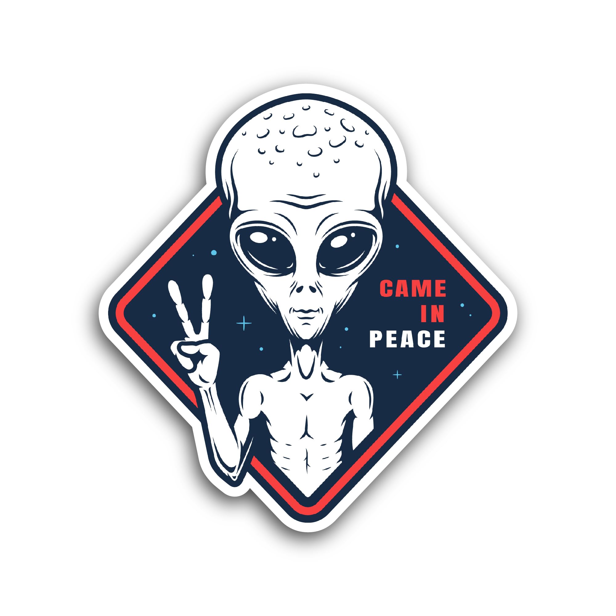 2 (Pieces) 3" and 5" Alien Game in Peace Sticker, Waterproof Vinyl Decals for Many Purpose Like Cars