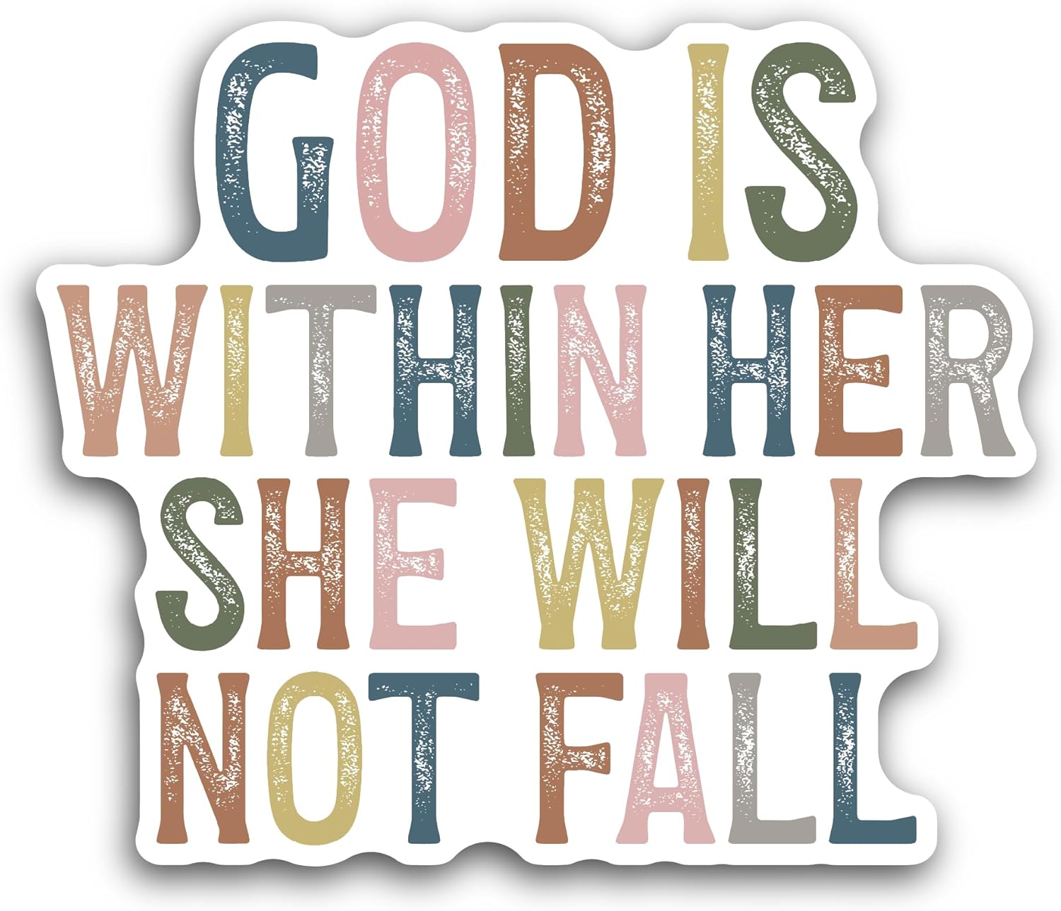 2 (Pieces) 3" and 5" God is Within Her She Will Not Fall Sticker, Waterproof Vinyl Decals for Many Purpose Like Cars, Trucks, Laptops, Phones, Windows and More