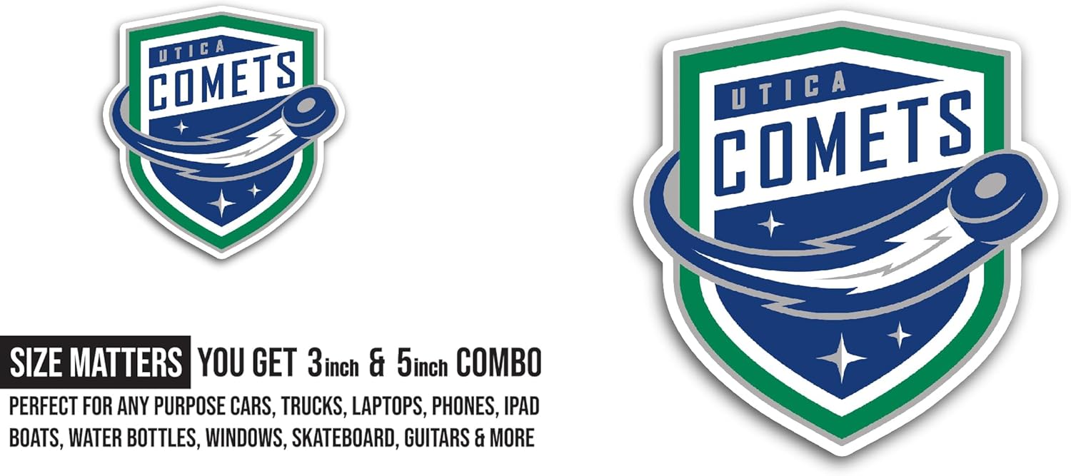 2 (Pieces) 3" and 5" Utica C0mets Sticker, Waterproof Vinyl Decals for Many Purpose Like Cars, Trucks, Laptops, Phones, Windows and More