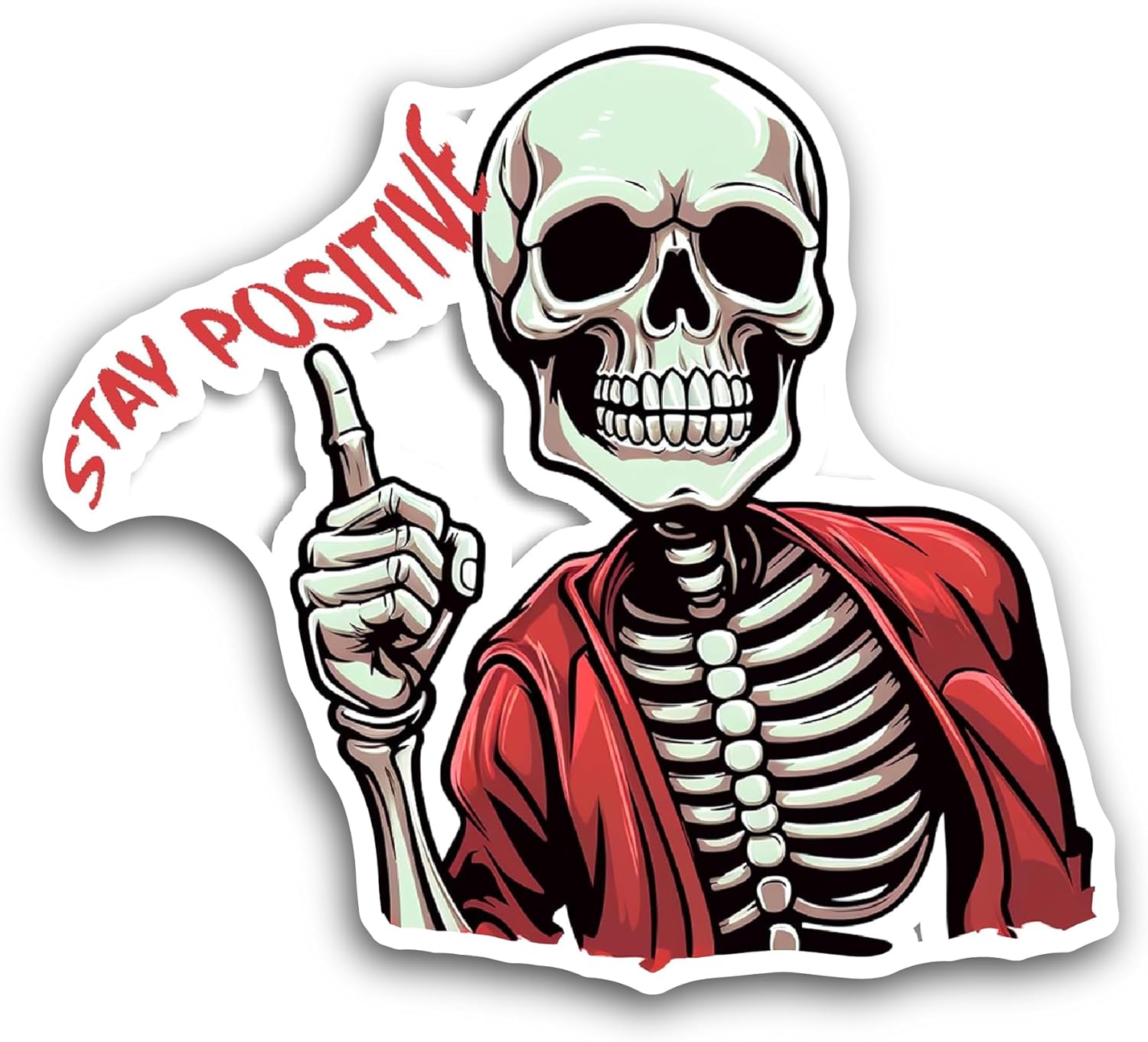 2 (Pieces) 3" and 5" Skeleton Giving A Thumbs UpSticker, Waterproof Vinyl Decals for Many Purpose Like Cars, Trucks, Laptops, Phones, Windows and More