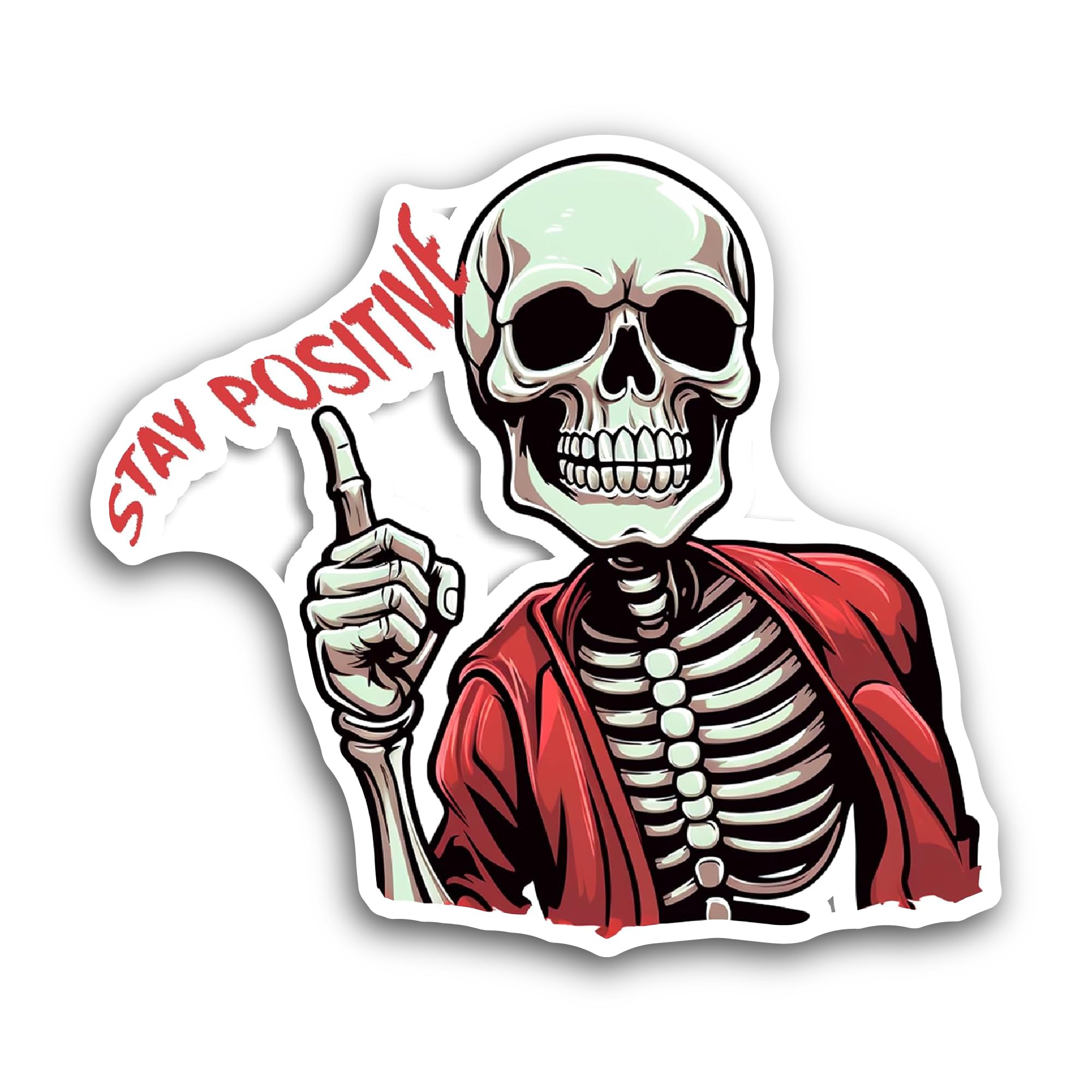 2 (Pieces) 3" and 5" Skeleton Giving A Thumbs UpSticker, Waterproof Vinyl Decals for Many Purpose Li