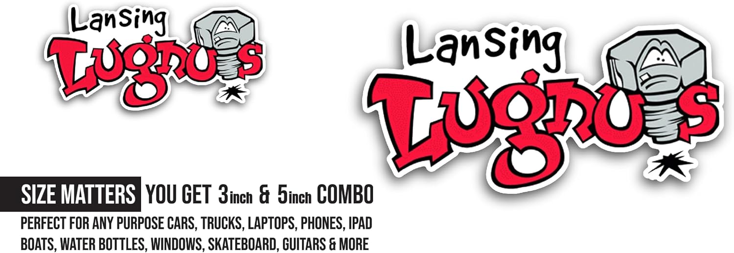 2 (Pieces) 3" and 5" L@nsing Lugnuts Sticker, Waterproof Vinyl Decals for Many Purpose Like Cars, Trucks, Laptops, Phones, Windows and More