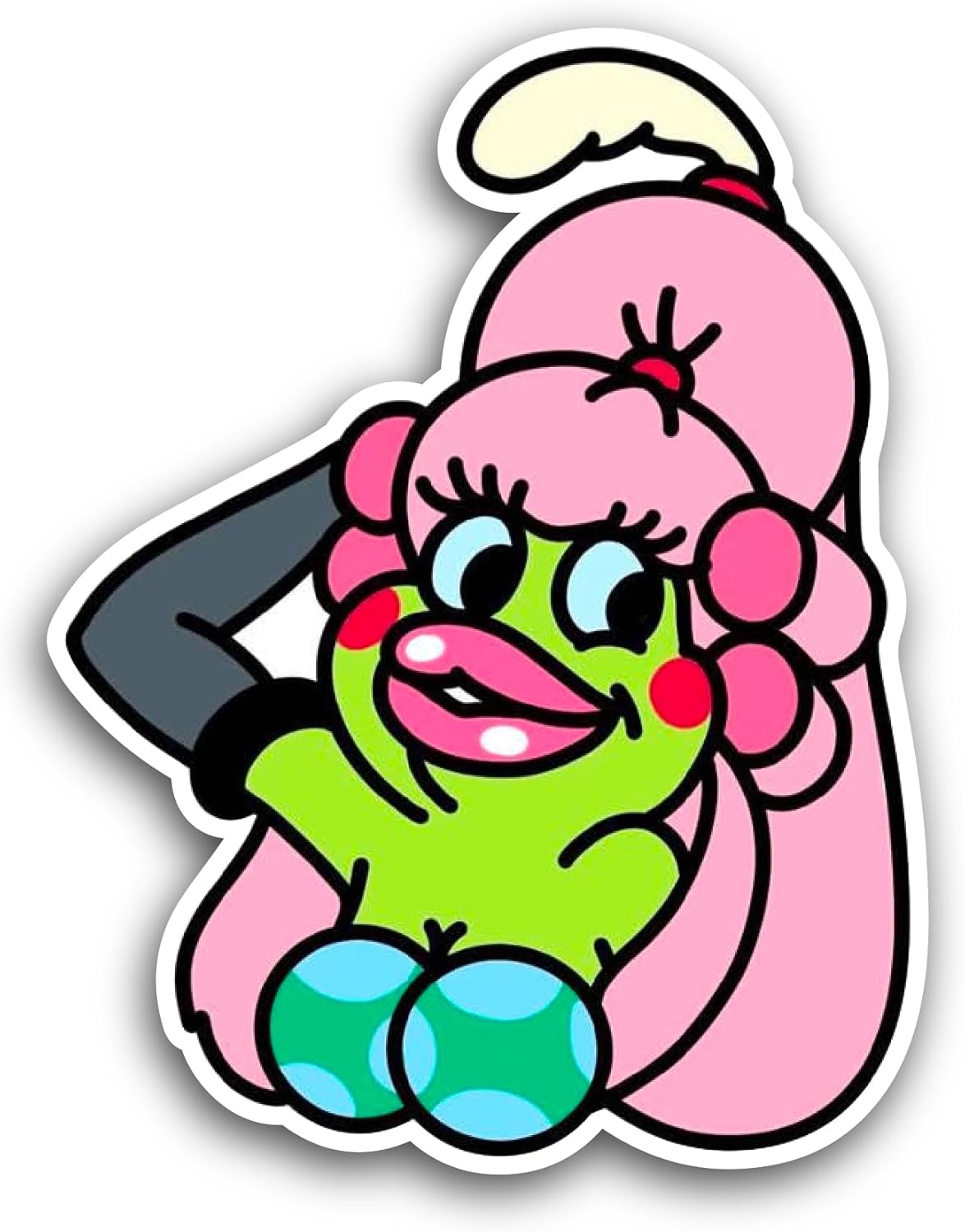 2 (Pieces) 3" and 5" Green Cart00n Character Sticker, Waterproof Vinyl Decals for Many Purpose Like Cars, Trucks, Laptops, Phones, Windows and More