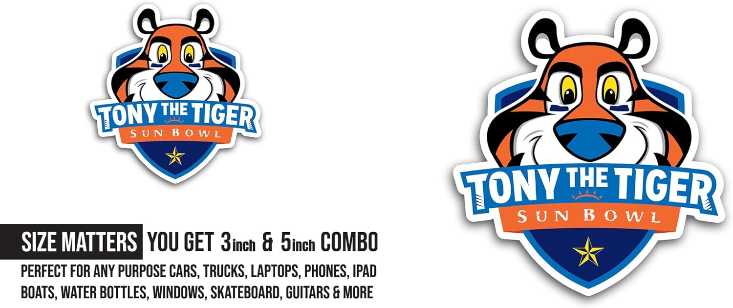 2 (Pieces) 3" and 5" T0ny The Tiger Sticker, Waterproof Vinyl Decals for Many Purpose Like Cars, Trucks, Laptops, Phones, Windows and More