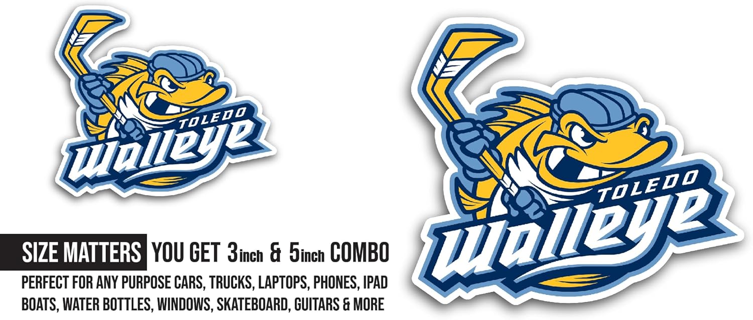 2 (Pieces) 3" and 5" Toled0 Walleye Sticker, Waterproof Vinyl Decals for Many Purpose Like Cars, Trucks, Laptops, Phones, Windows and More