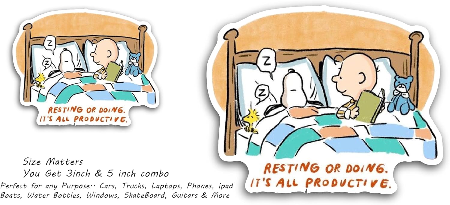 2 (Pieces) 3" and 5" Resting Or Doing Text Sticker, Waterproof Vinyl Decals for Many Purpose Like Cars, Trucks, Laptops, Phones, Windows and More