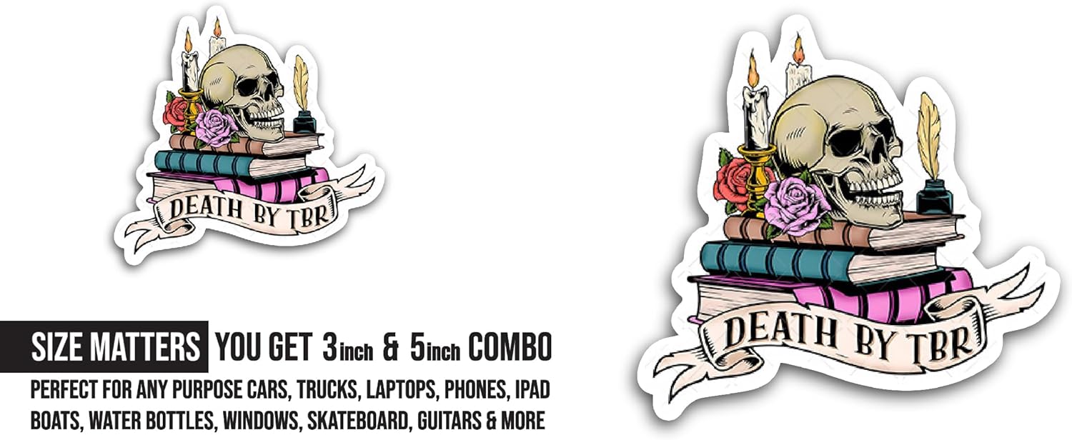 2 (Pieces) 3" and 5" Death by TBR Sticker, Waterproof Vinyl Decals for Many Purpose Like Cars, Trucks, Laptops, Phones, Windows and More