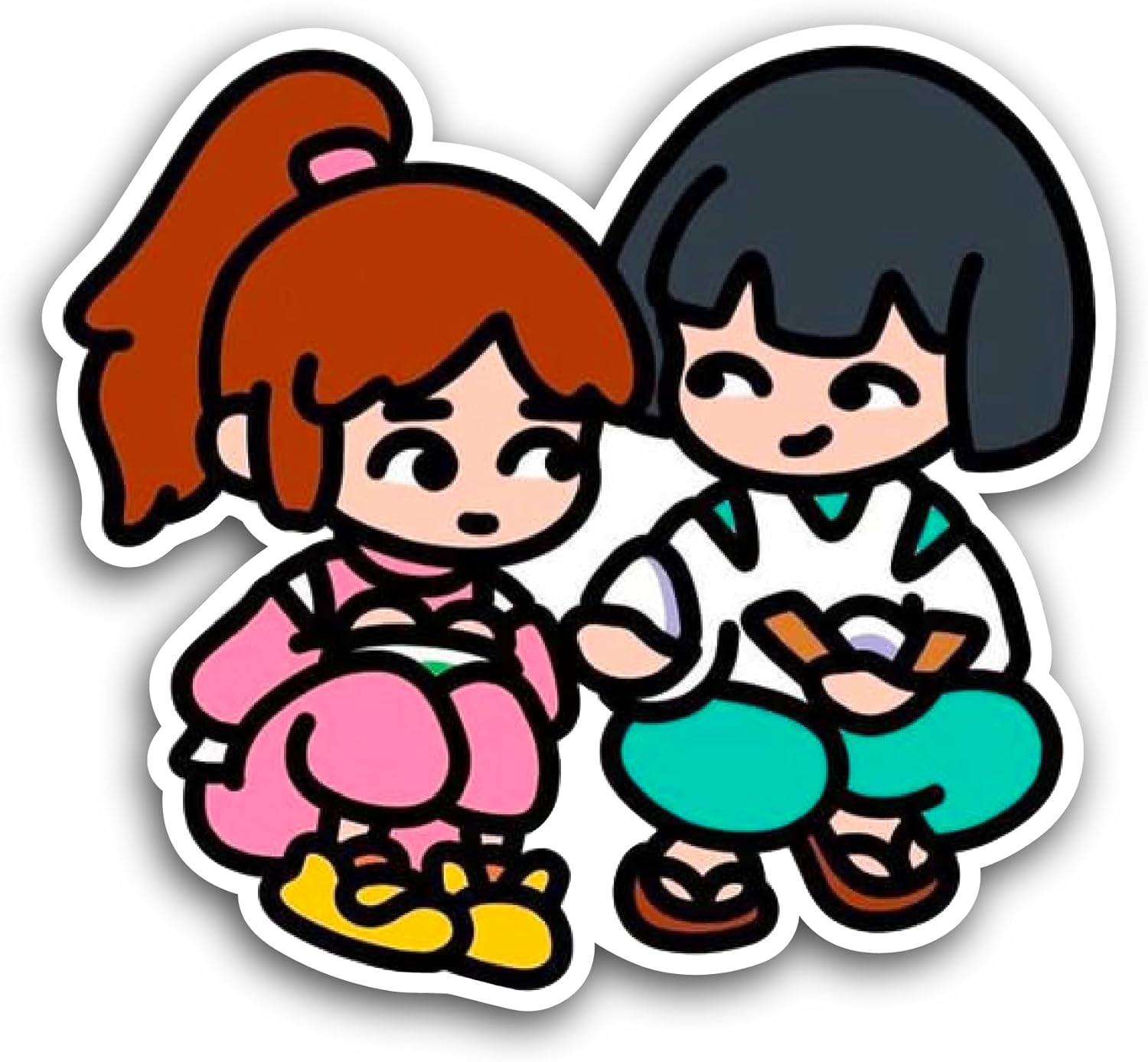 2 (Pieces) 3" and 5" Cartoon Friends Sticker, Waterproof Vinyl Decals for Many Purpose Like Cars, Trucks, Laptops, Phones, Windows and More