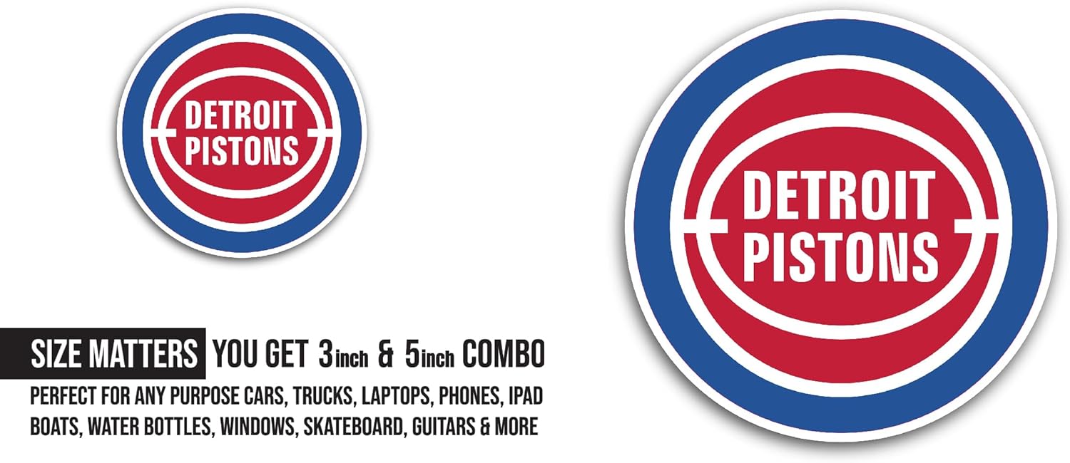 2 (Pieces) 3" and 5" Detroit P1stons Decal Sticker, Waterproof Vinyl Decals for Many Purpose Like Cars, Trucks, Laptops, Phones, Windows and More