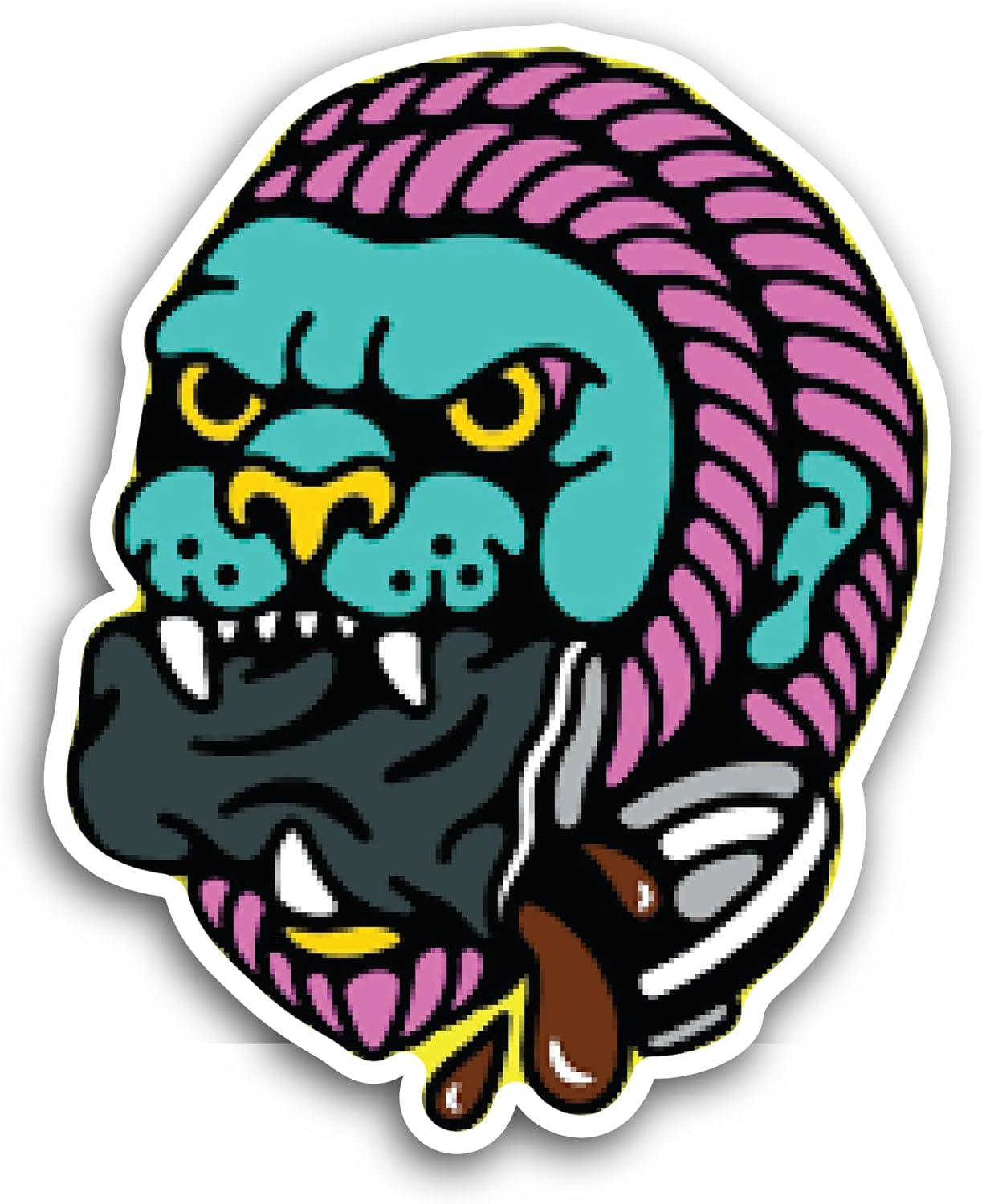 2 (Pieces) 3" and 5" Angry Colorful Gorilla Sticker, Waterproof Vinyl Decals for Many Purpose Like Cars, Trucks, Laptops, Phones, Windows and More