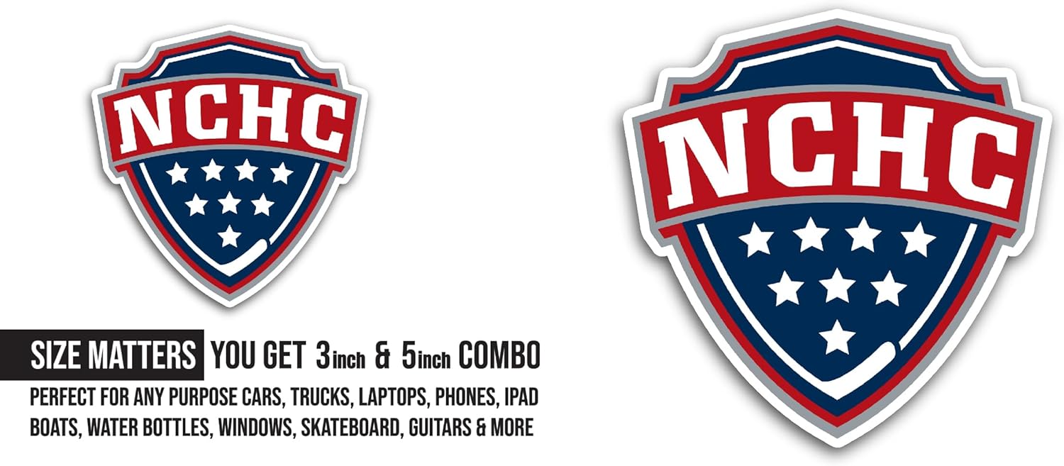 2 (Pieces) 3" and 5" National C0llegiate Hockey Conference Sticker, Waterproof Vinyl Decals for Many Purpose Like Cars, Trucks, Laptops, Phones, Windows and More
