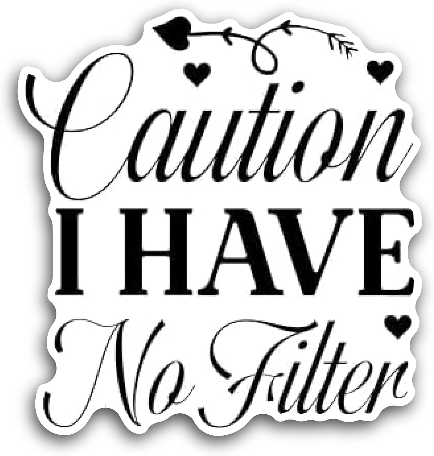 2 (Pieces) 3" and 5" Caution I Have no Filter Decal Sticker, Waterproof Vinyl Decals for Many Purpose Like Cars, Trucks, Laptops, Phones, Windows and More