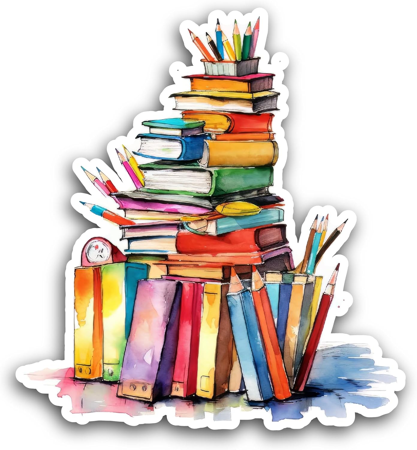 2 (Pieces) 3" and 5" Stack of Books Sticker, Waterproof Vinyl Decals for Many Purpose Like Cars, Trucks, Laptops, Phones, Windows and More