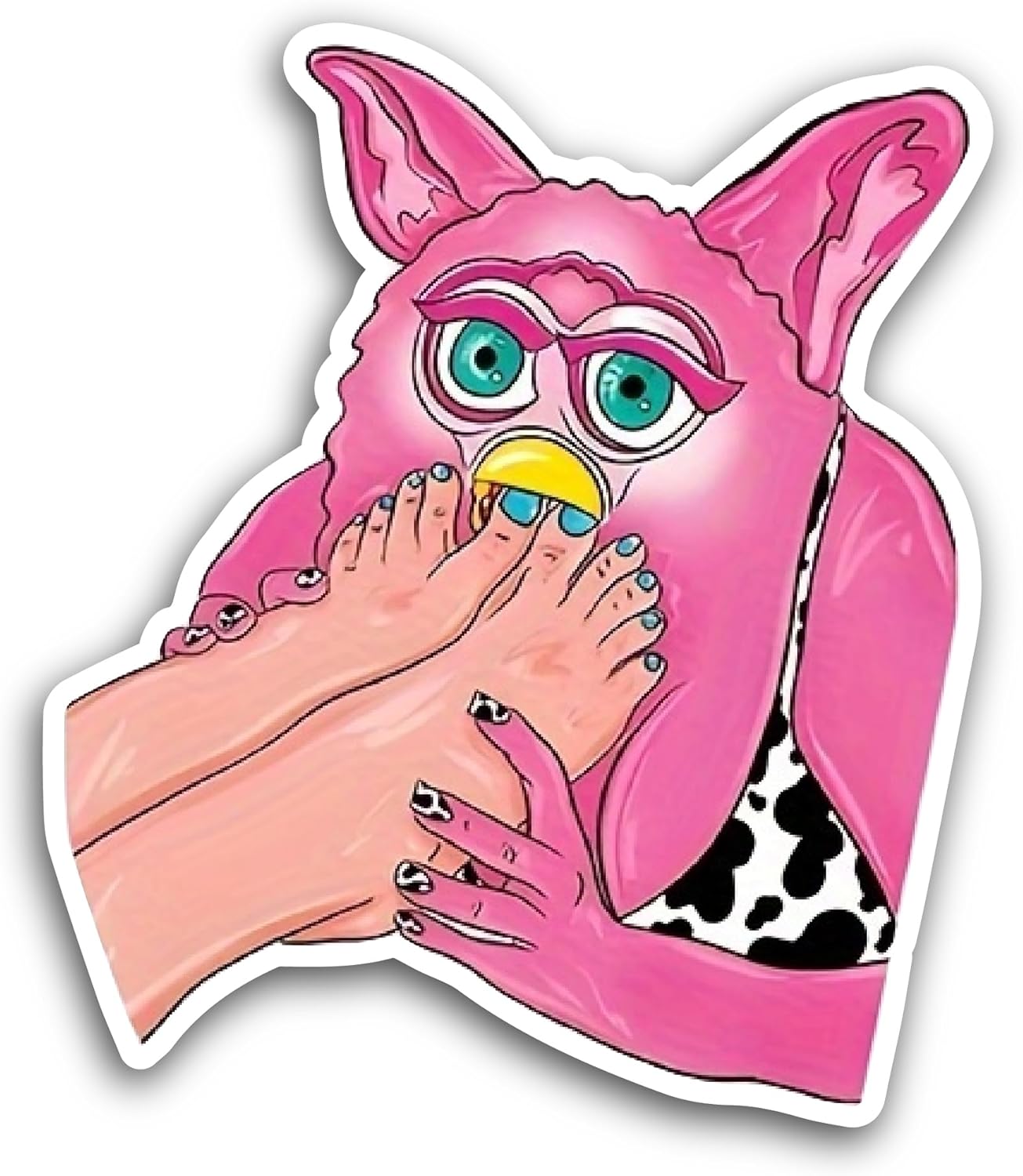 2 (Pieces) 3" and 5" Pink Cartoon Character Sticker, Waterproof Vinyl Decals for Many Purpose Like Cars, Trucks, Laptops, Phones, Windows and More