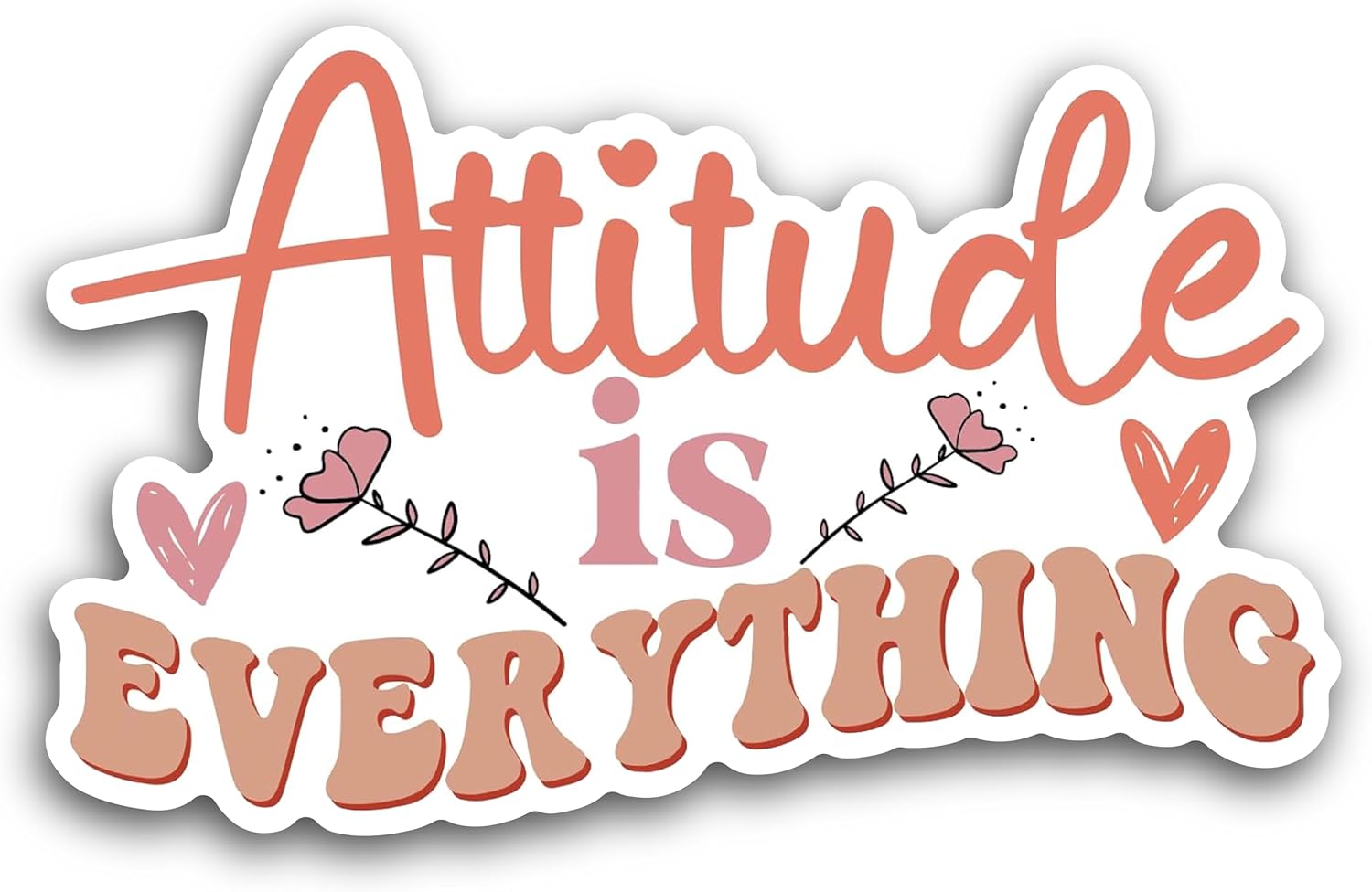 2 (Pieces) 3" and 5" Attitude is Everything Decal Sticker, Waterproof Vinyl Decals for Many Purpose Like Cars, Trucks, Laptops, Phones, Windows and More