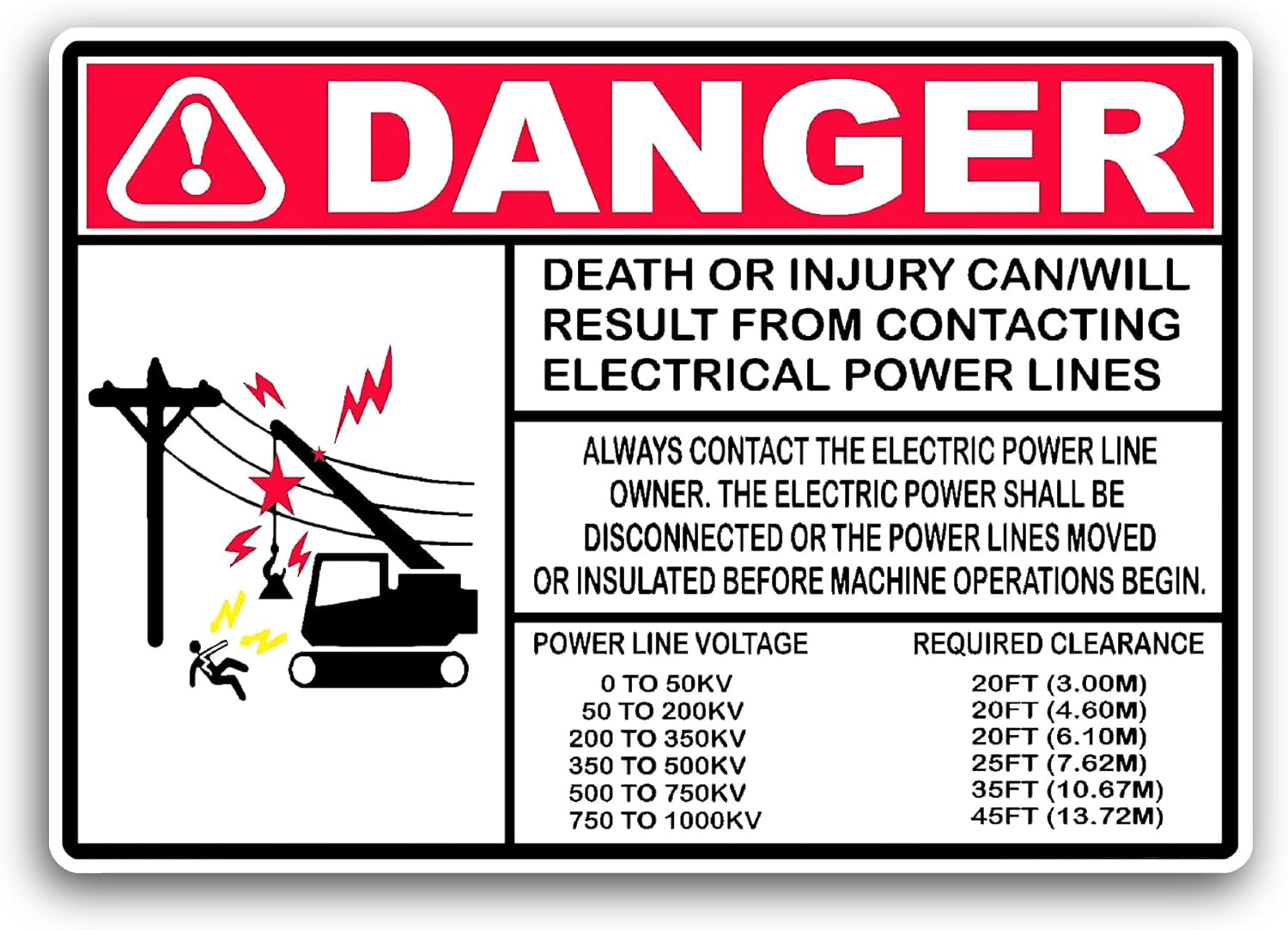 2 (Pieces) 3" and 5" Danger Power Line Sticker, Waterproof Vinyl Decals for Many Purpose Like Cars, Trucks, Laptops, Phones, Windows and More