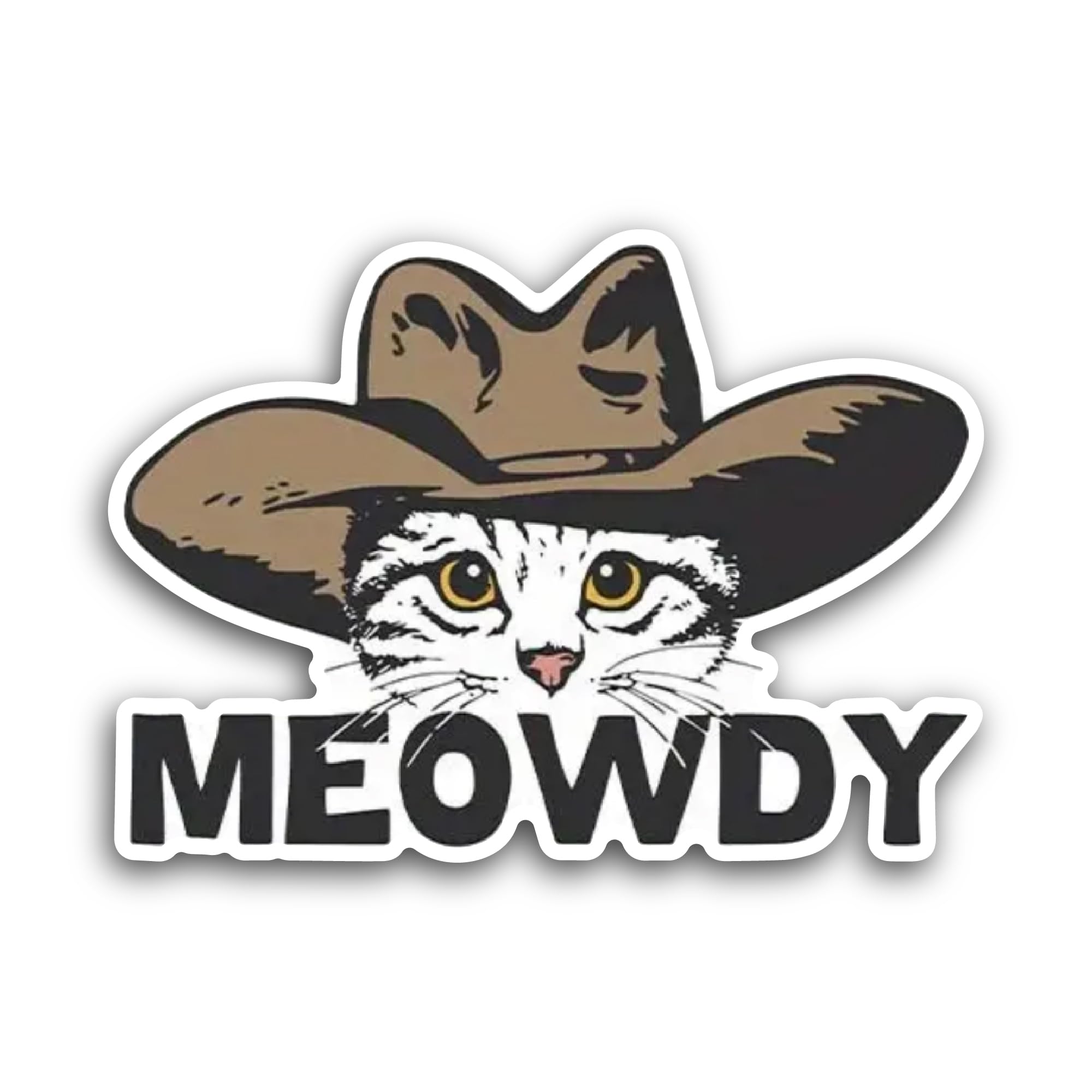 2 (Pieces) 3" and 5" Meowdy Sticker, Waterproof Vinyl Decals for Many Purpose Like Cars, Trucks, Lap