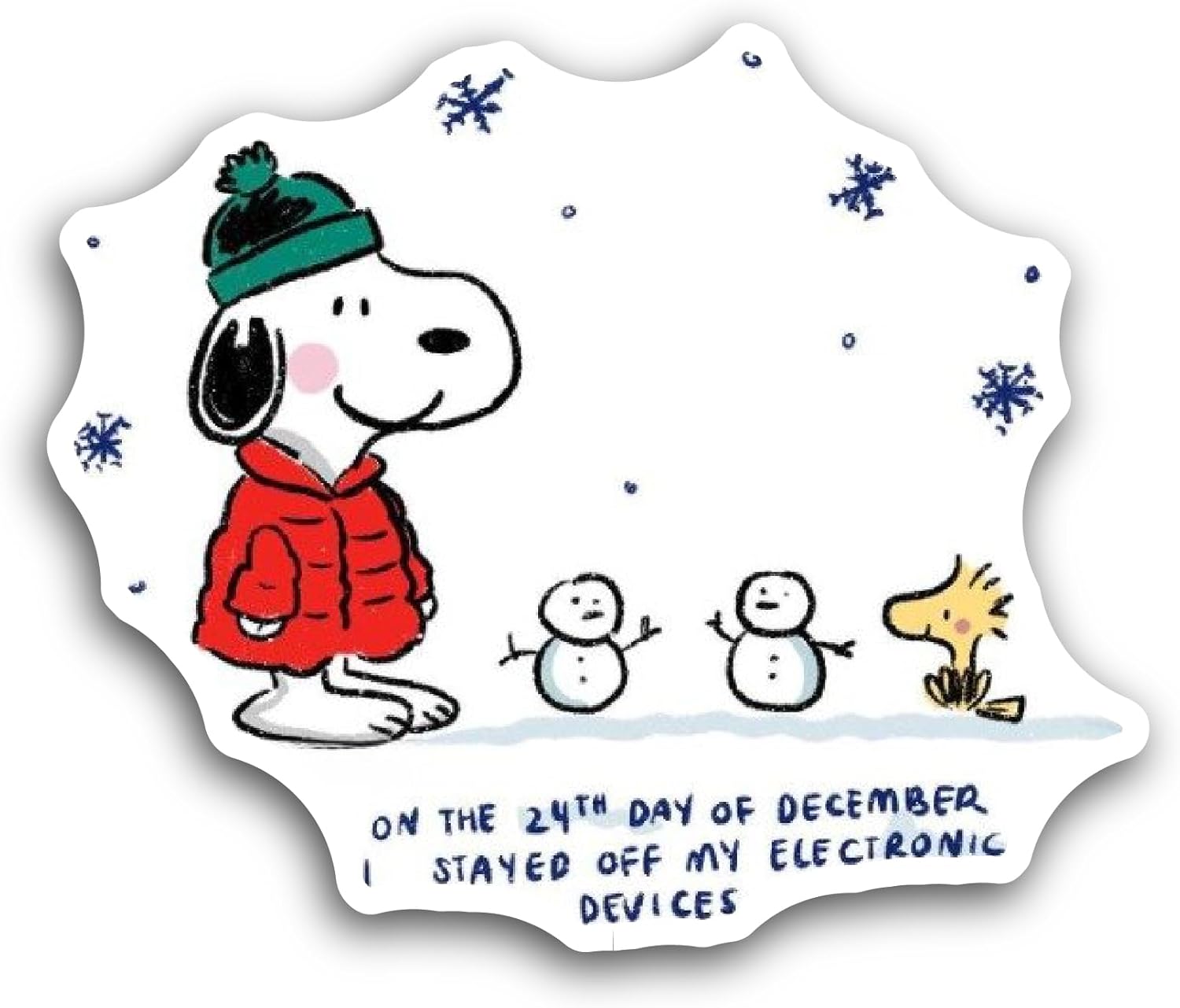 2 (Pieces) 3" and 5" Dog with Snowman Sticker, Waterproof Vinyl Decals for Many Purpose Like Cars, Trucks, Laptops, Phones, Windows and More