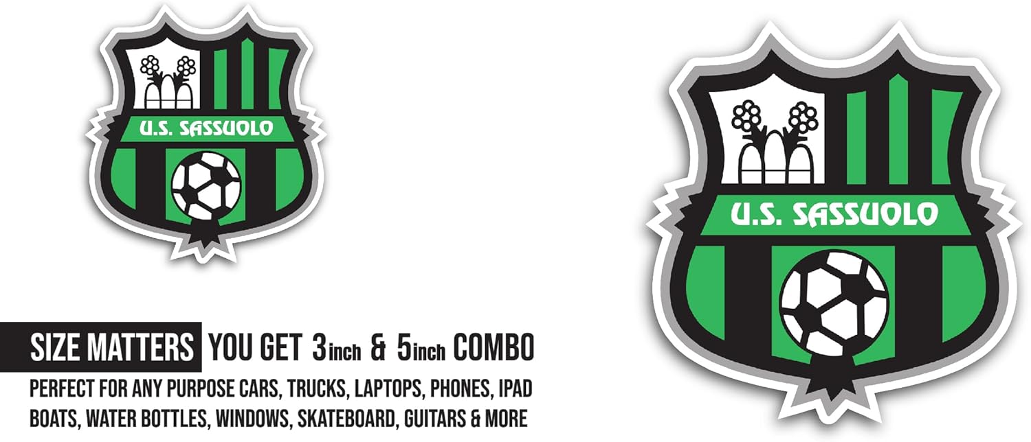 2 (Pieces) 3" and 5" Sassuol0 Sticker, Waterproof Vinyl Decals for Many Purpose Like Cars, Trucks, Laptops, Phones, Windows and More