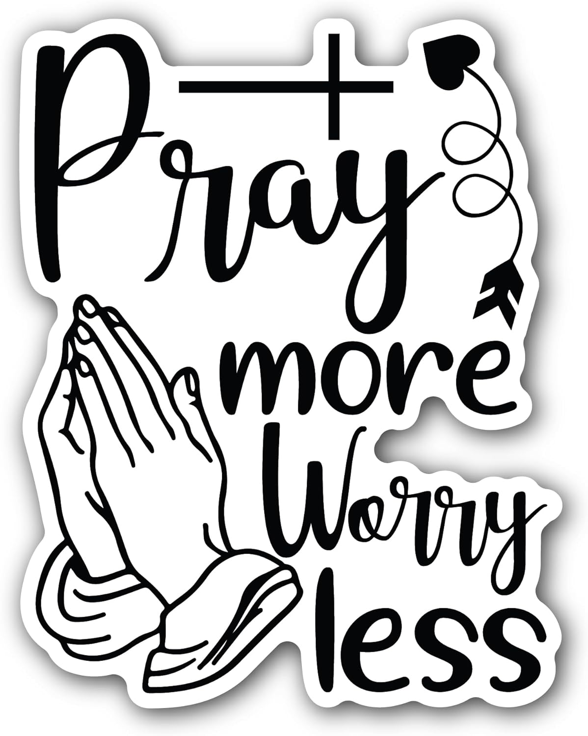2 (Pieces) 3" and 5" Pray More Sticker, Waterproof Vinyl Decals for Many Purpose Like Cars, Trucks, Laptops, Phones, Windows and More