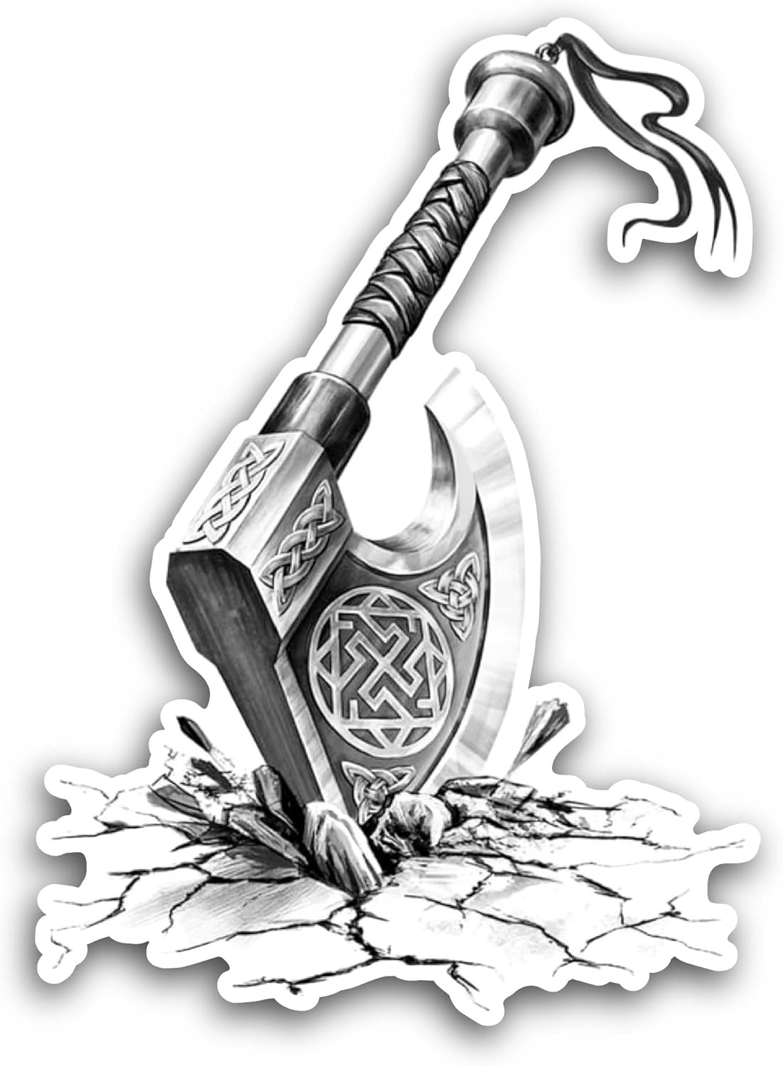 2 (Pieces) 3" and 5" Axe Sticker, Waterproof Vinyl Decals for Many Purpose Like Cars, Trucks, Laptops, Phones, Windows and More