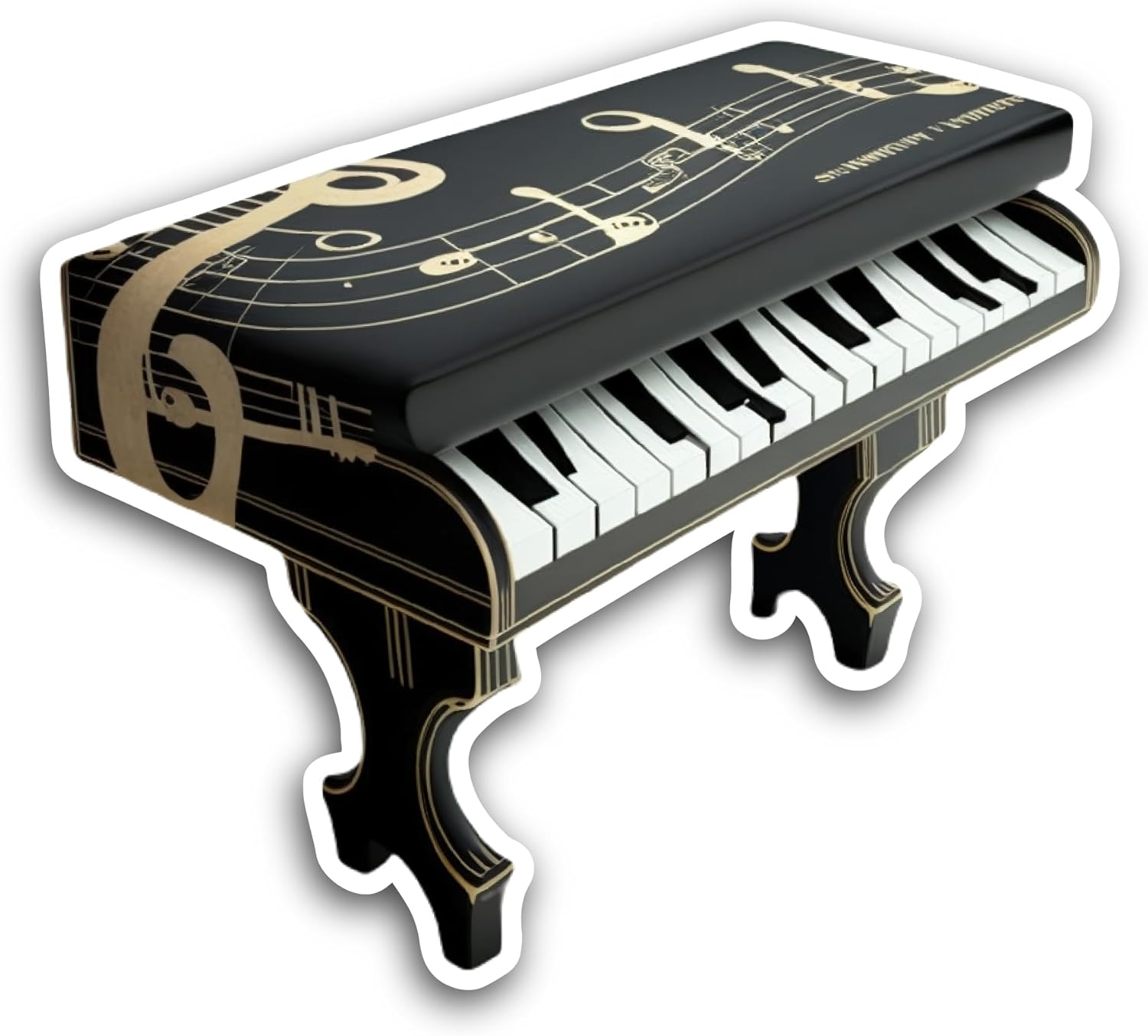 2 (Pieces) 3" and 5" Grand Piano Sticker, Waterproof Vinyl Decals for Many Purpose Like Cars, Trucks, Laptops, Phones, Windows and More