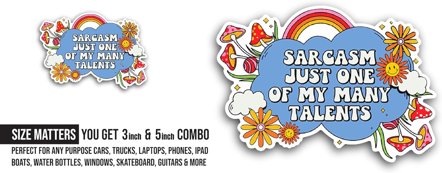 2 (Pieces) 3" and 5" Sarcasm Just One Sticker, Waterproof Vinyl Decals for Many Purpose Like Cars, Trucks, Laptops, Phones, Windows and More