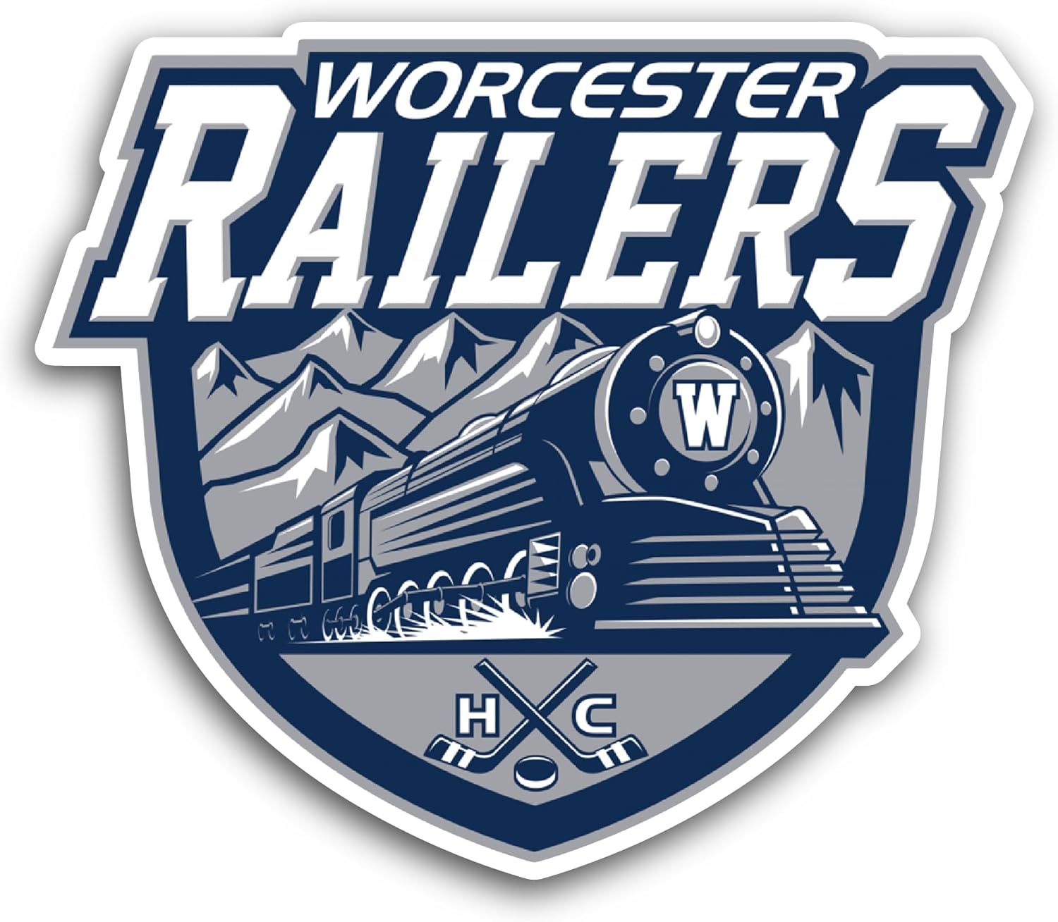2 (Pieces) 3" and 5" W0rcester Railers Sticker, Waterproof Vinyl Decals for Many Purpose Like Cars, Trucks, Laptops, Phones, Windows and More