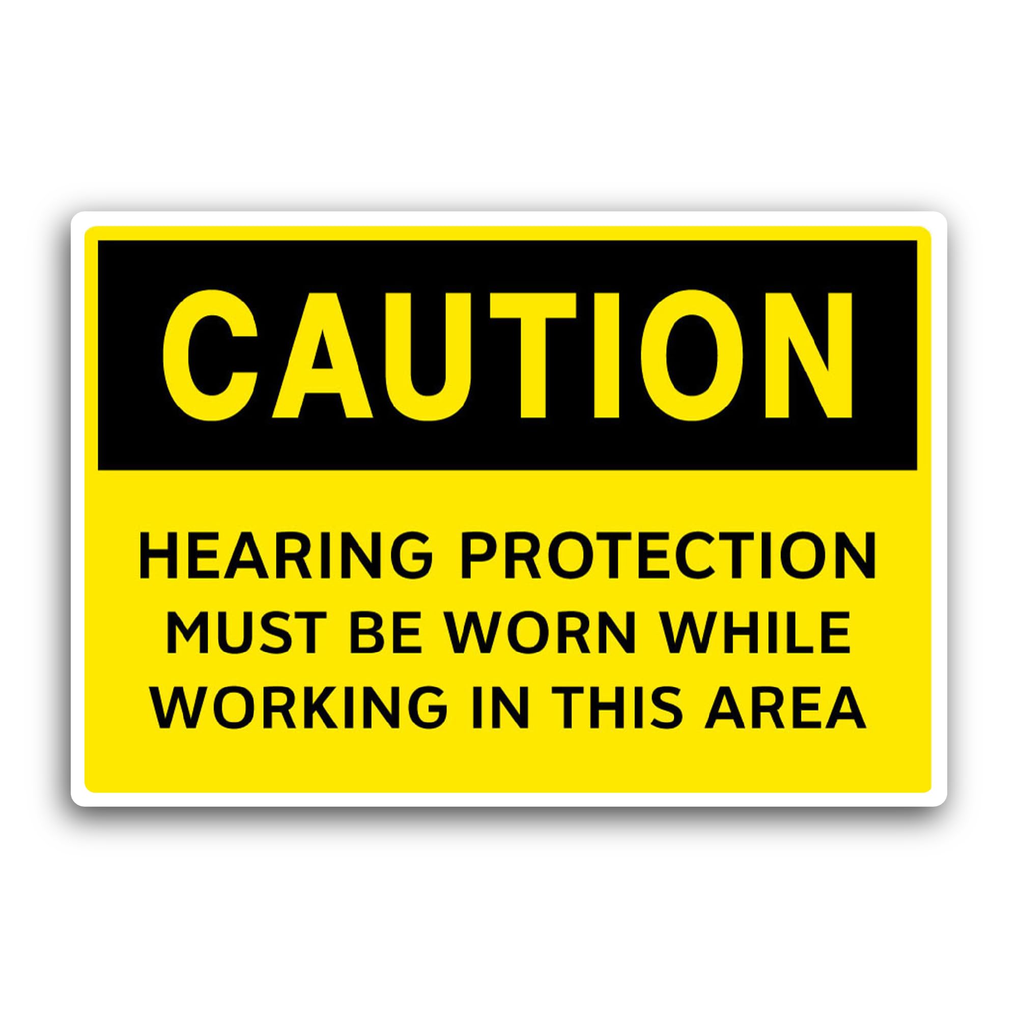 2 (Pieces) 3" and 5" Caution Hearing Protection Sticker, Waterproof Vinyl Decals for Many Purpose Li