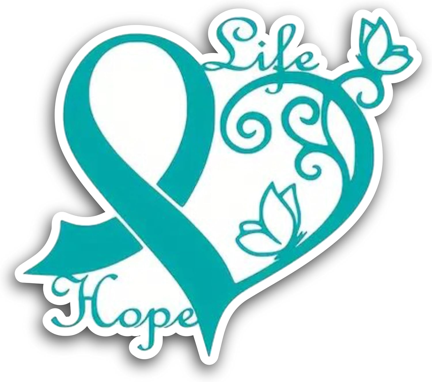 2 (Pieces) 3" and 5" Life Hope in Blue Color with Heart Decal Sticker, Waterproof Vinyl Decals for Many Purpose Like Cars, Trucks, Laptops, Phones, Windows and More
