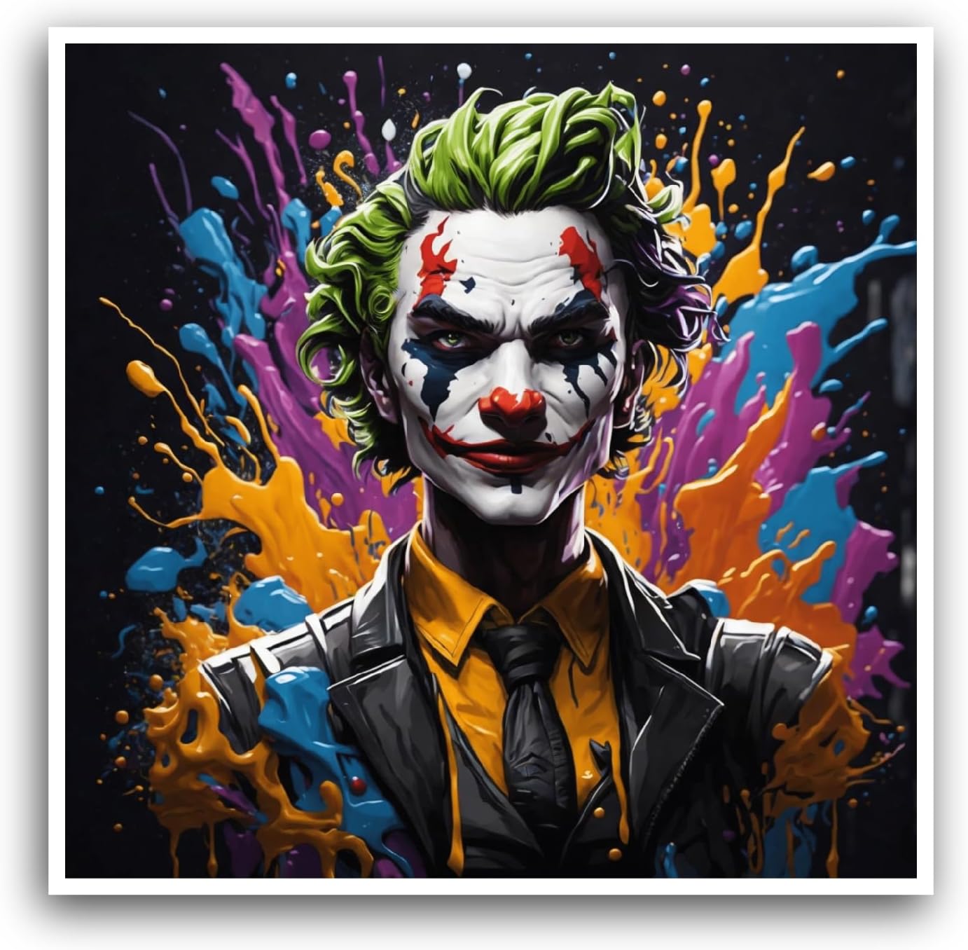 2 (Pieces) 3" and 5" Psychedelic Joker Sticker, Waterproof Vinyl Decals for Many Purpose Like Cars, Trucks, Laptops, Phones, Windows and More