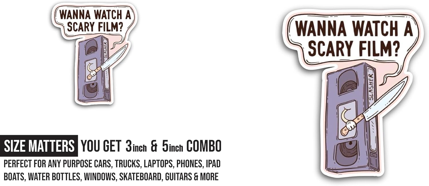 2 (Pieces) 3" and 5" Wanna Watch Sticker, Waterproof Vinyl Decals for Many Purpose Like Cars, Trucks, Laptops, Phones, Windows and More