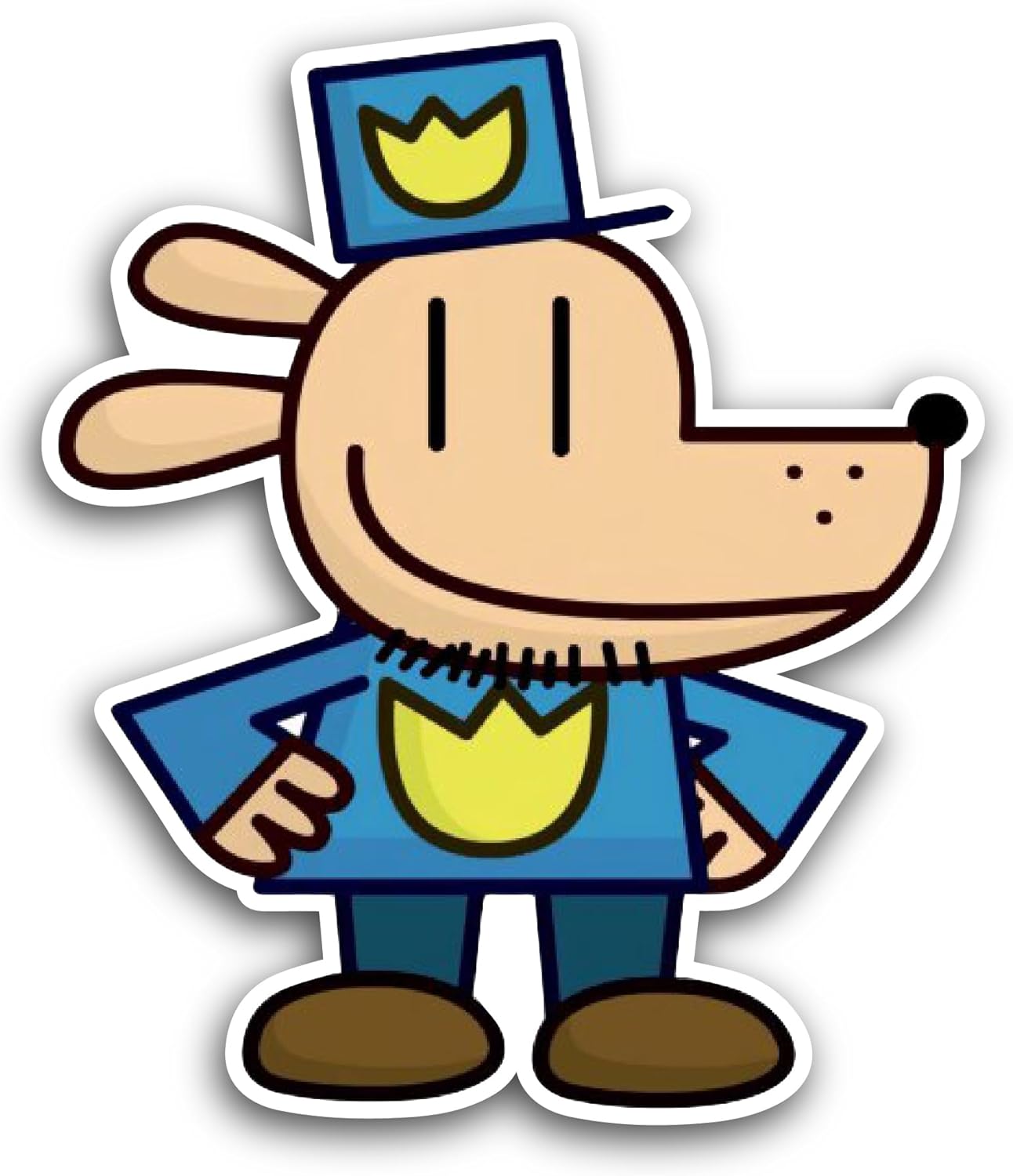 2 (Pieces) 3" and 5" Cute Dog Man Sticker, Waterproof Vinyl Decals for Many Purpose Like Cars, Trucks, Laptops, Phones, Windows and More