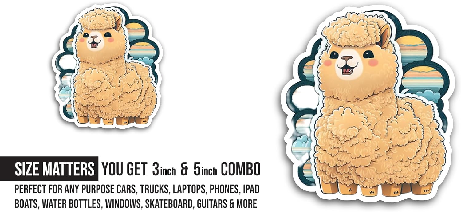 2 (Pieces) 3" and 5" Lamb Sticker, Waterproof Vinyl Decals for Many Purpose Like Cars, Trucks, Laptops, Phones, Windows and More