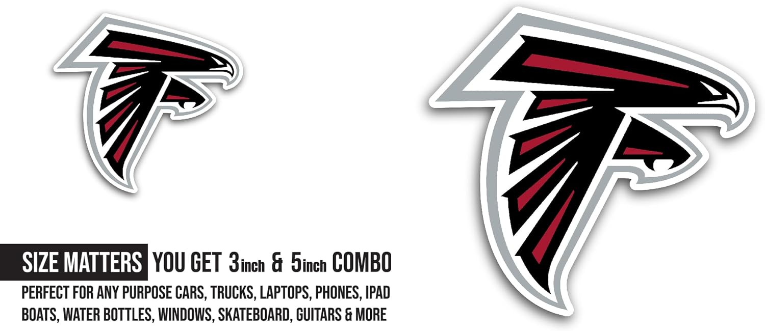 2 (Pieces) 3" and 5" ATL@nta Falcons Decal Sticker, Waterproof Vinyl Decals for Many Purpose Like Cars, Trucks, Laptops, Phones, Windows and More