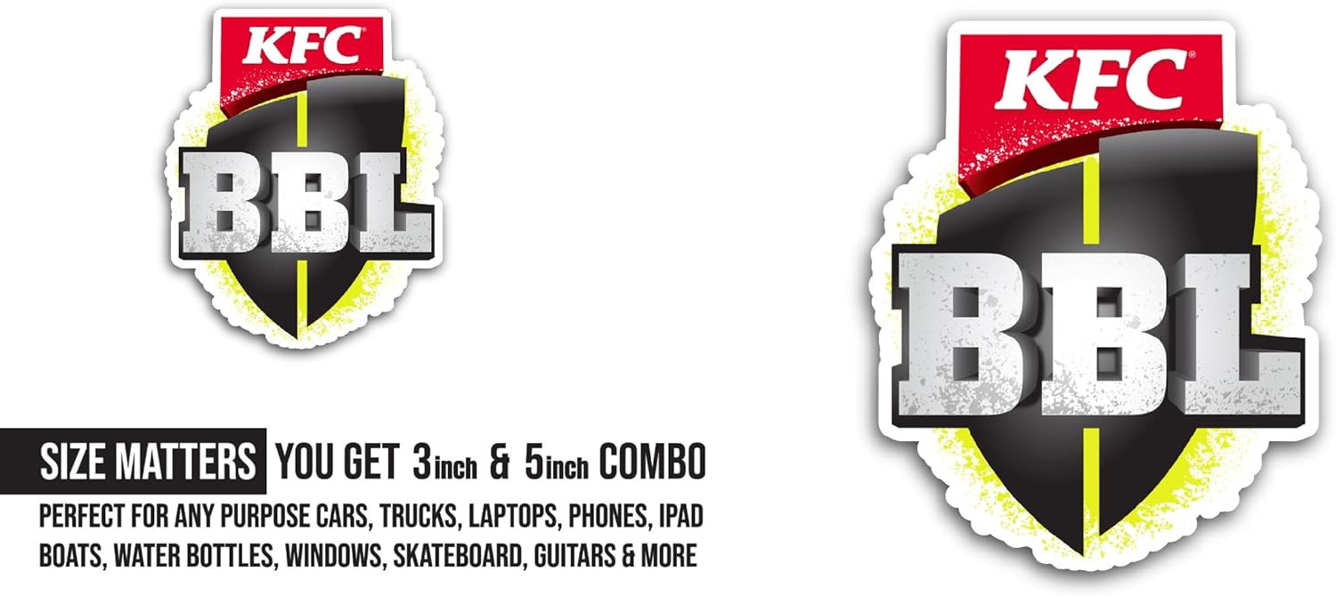 2 (Pieces) 3" and 5" Big Bash L3ague Sticker, Waterproof Vinyl Decals for Many Purpose Like Cars, Trucks, Laptops, Phones, Windows and More