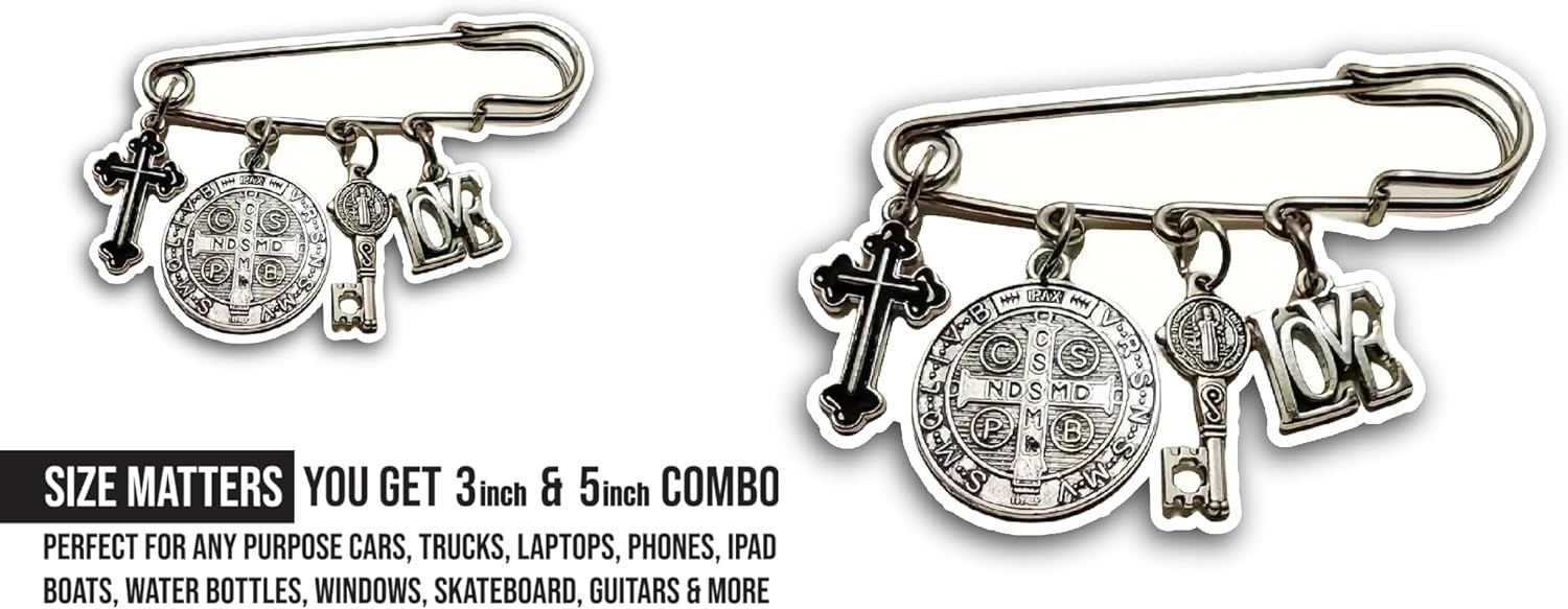 2 (Pieces) 3" and 5" Blessing Pins Sticker, Waterproof Vinyl Decals for Many Purpose Like Cars, Trucks, Laptops, Phones, Windows and More