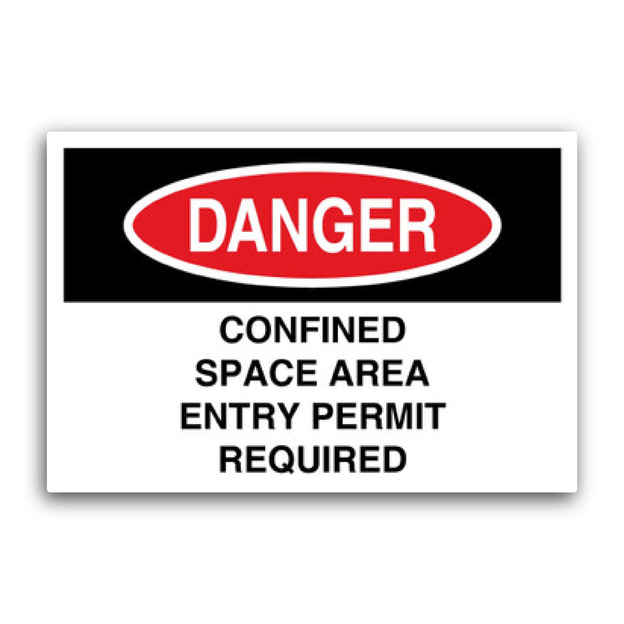 2 (Pieces) 3" and 5" Confined Space Area Entry Permit Required Sign Sticker, Waterproof Vinyl Decals
