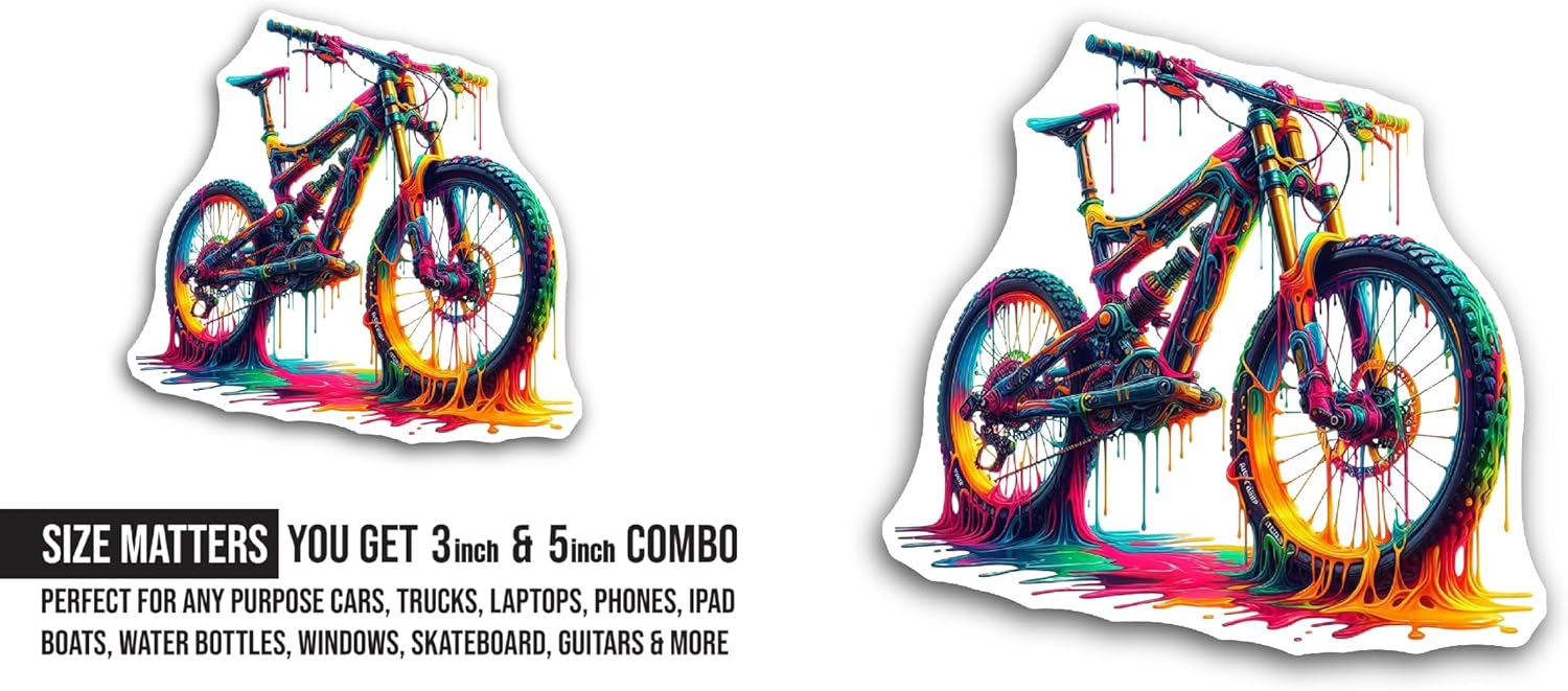 2 (Pieces) 3" and 5" Bicycle Sticker, Waterproof Vinyl Decals for Many Purpose Like Cars, Trucks, Laptops, Phones, Windows and More