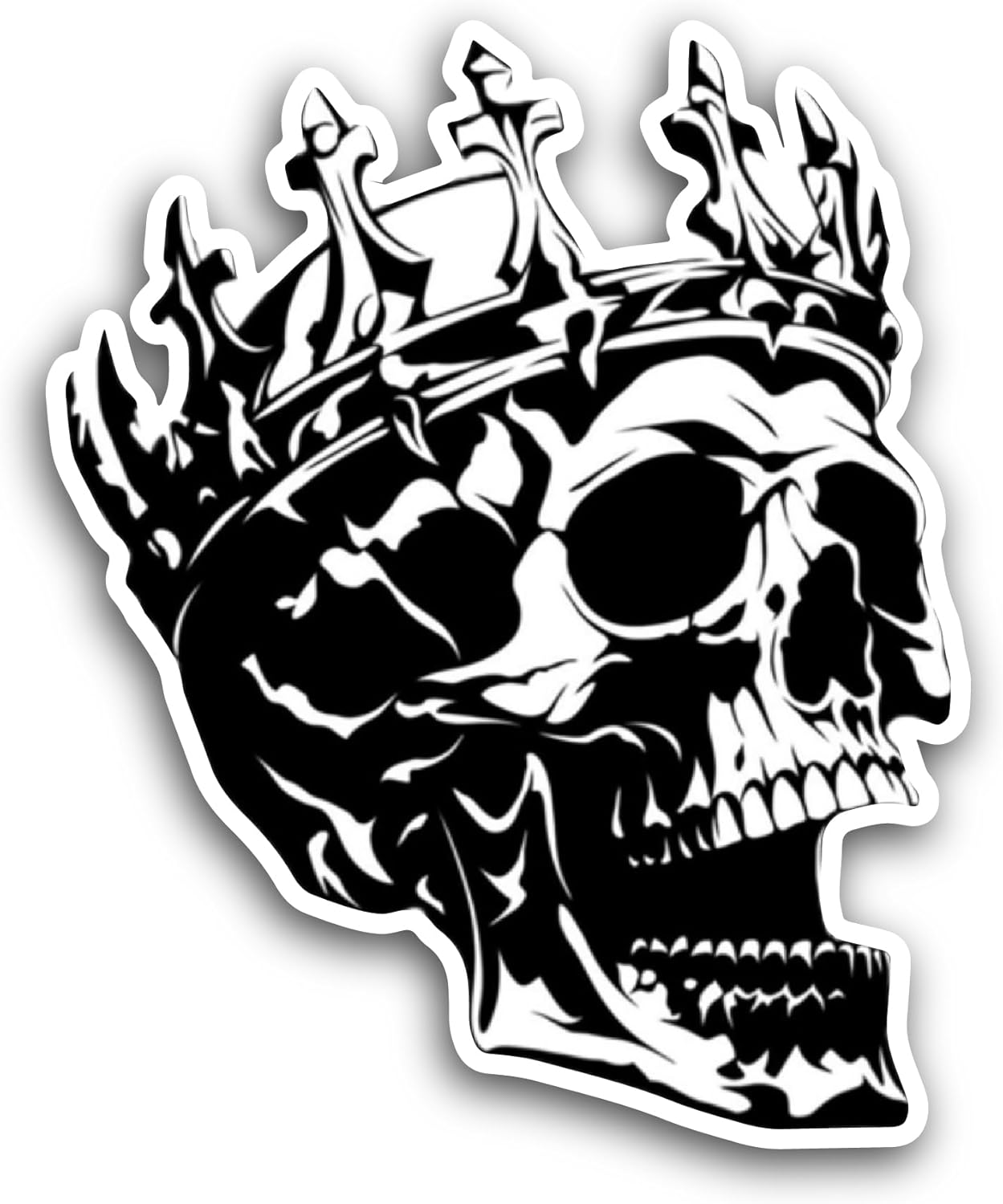 2 (Pieces) 3" and 5" Skull and Crown Sticker, Waterproof Vinyl Decals for Many Purpose Like Cars, Trucks, Laptops, Phones, Windows and More