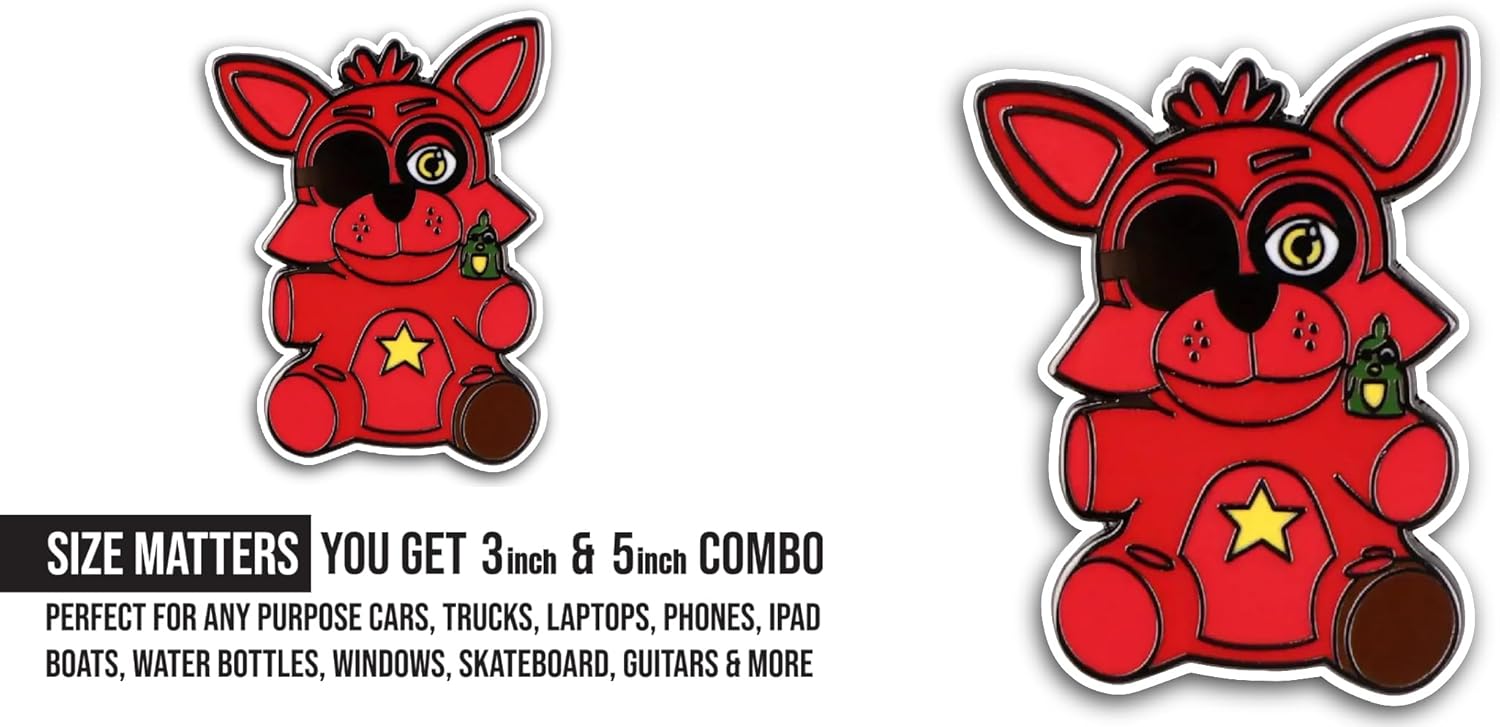 2 (Pieces) 3" and 5" Red Toy Sticker, Waterproof Vinyl Decals for Many Purpose Like Cars, Trucks, Laptops, Phones, Windows and More