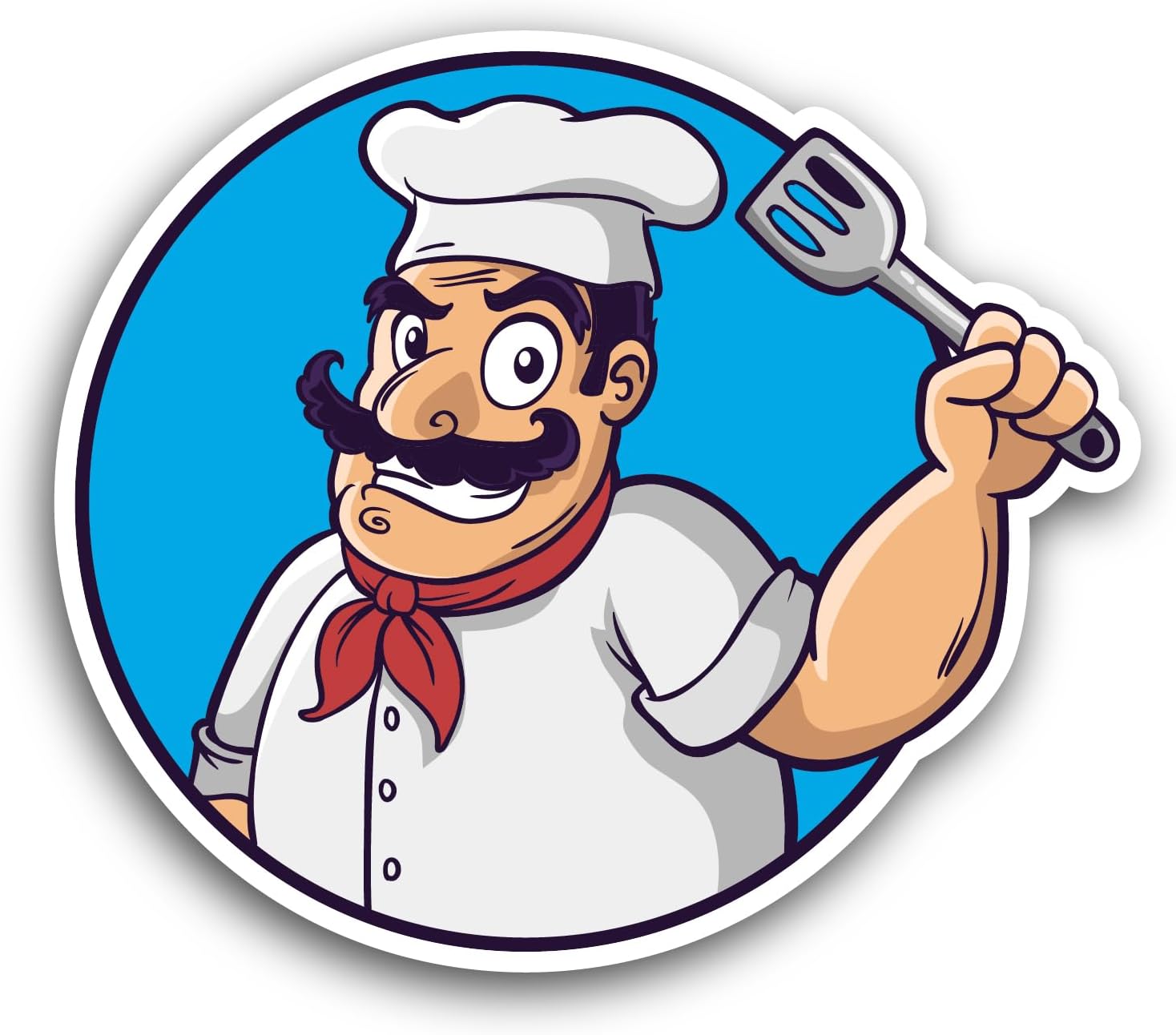 2 (Pieces) 3" and 5" Hand Drawn Chef Sticker, Waterproof Vinyl Decals for Many Purpose Like Cars, Trucks, Laptops, Phones, Windows and More