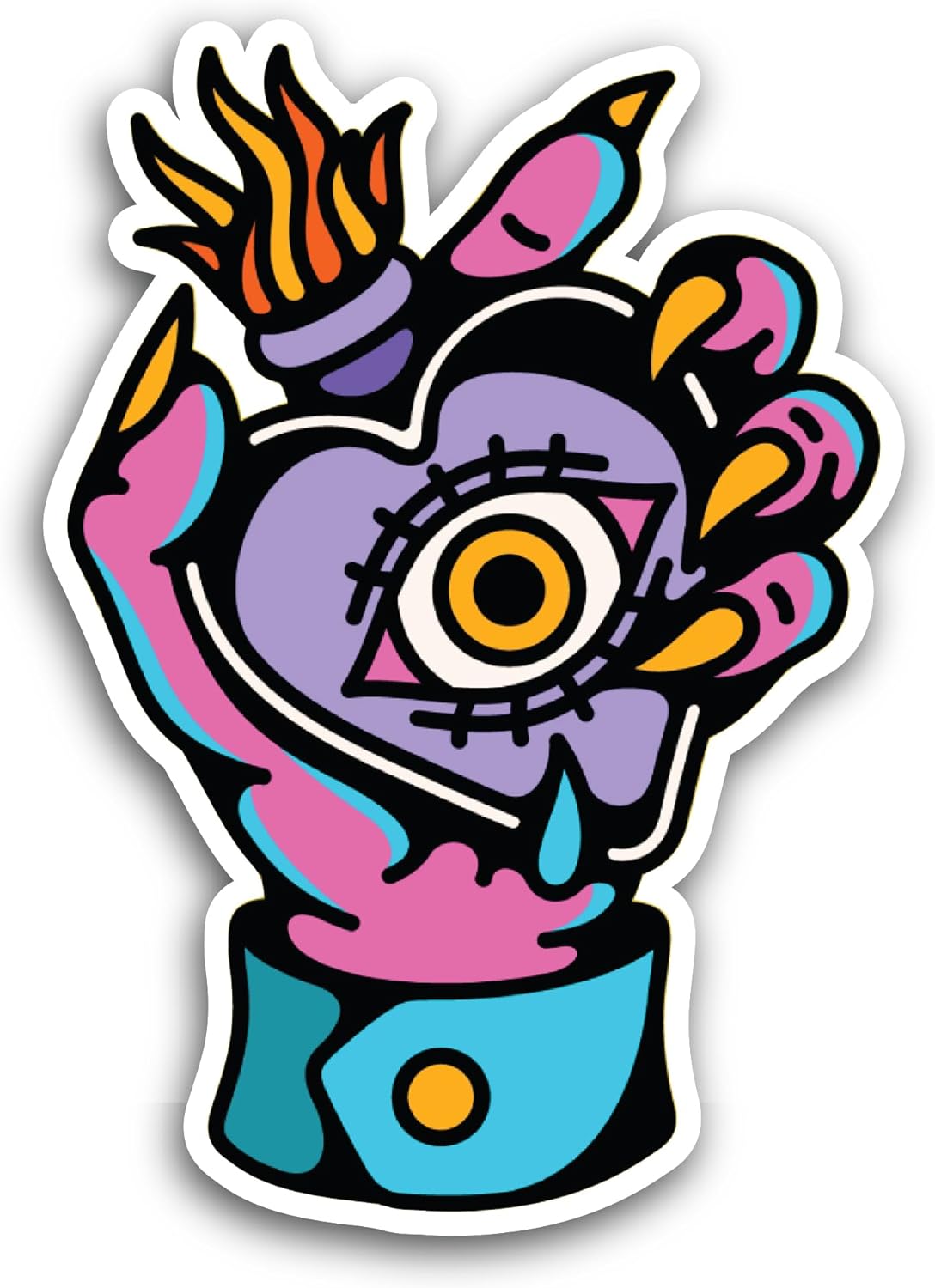 2 (Pieces) 3" and 5" Heart in Hand Sticker, Waterproof Vinyl Decals for Many Purpose Like Cars, Trucks, Laptops, Phones, Windows and More