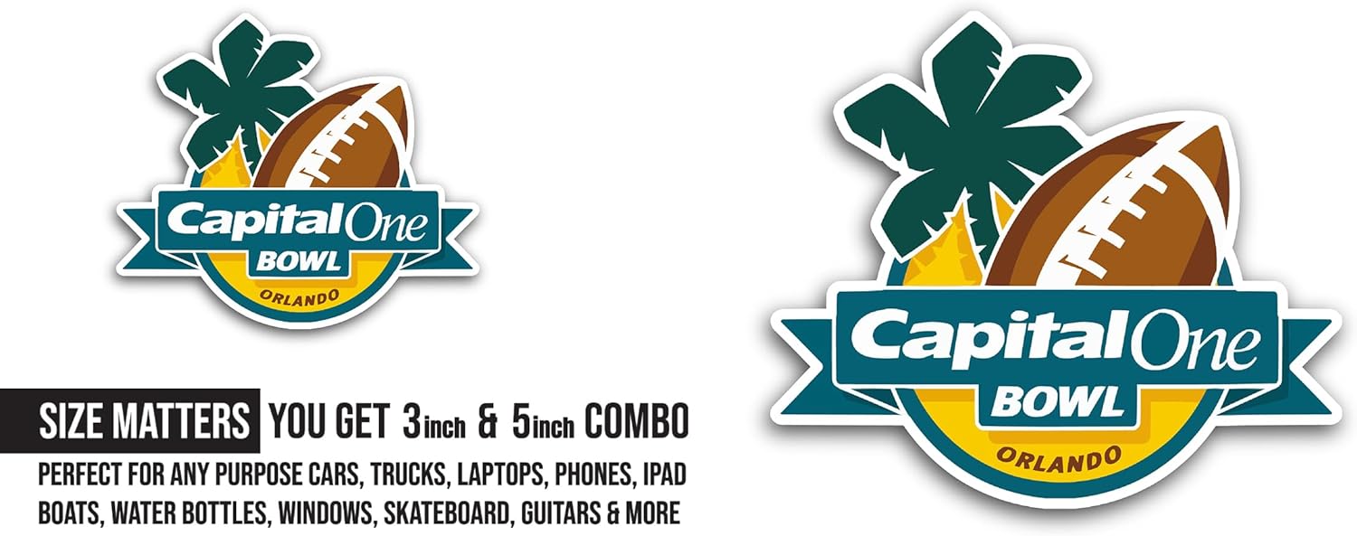 2 (Pieces) 3" and 5" Capital One B0wl Sticker, Waterproof Vinyl Decals for Many Purpose Like Cars, Trucks, Laptops, Phones, Windows and More